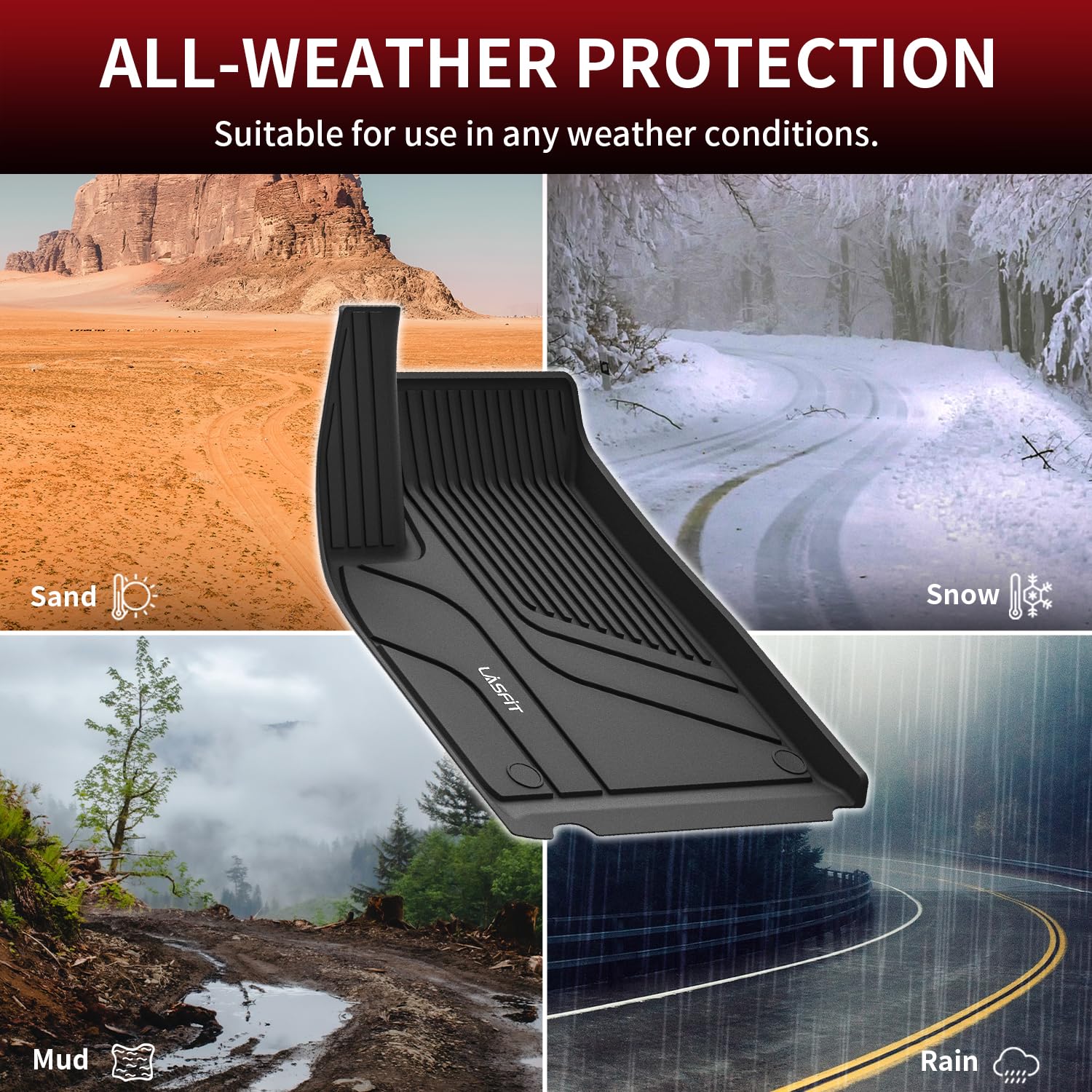 Lasfit Trunk Mats For Tesla Model X 6 Seater & Model X Plaid 2021 2022 2023 2024 2025, Tpe All Weather Custom Fit Frunk Car Mat