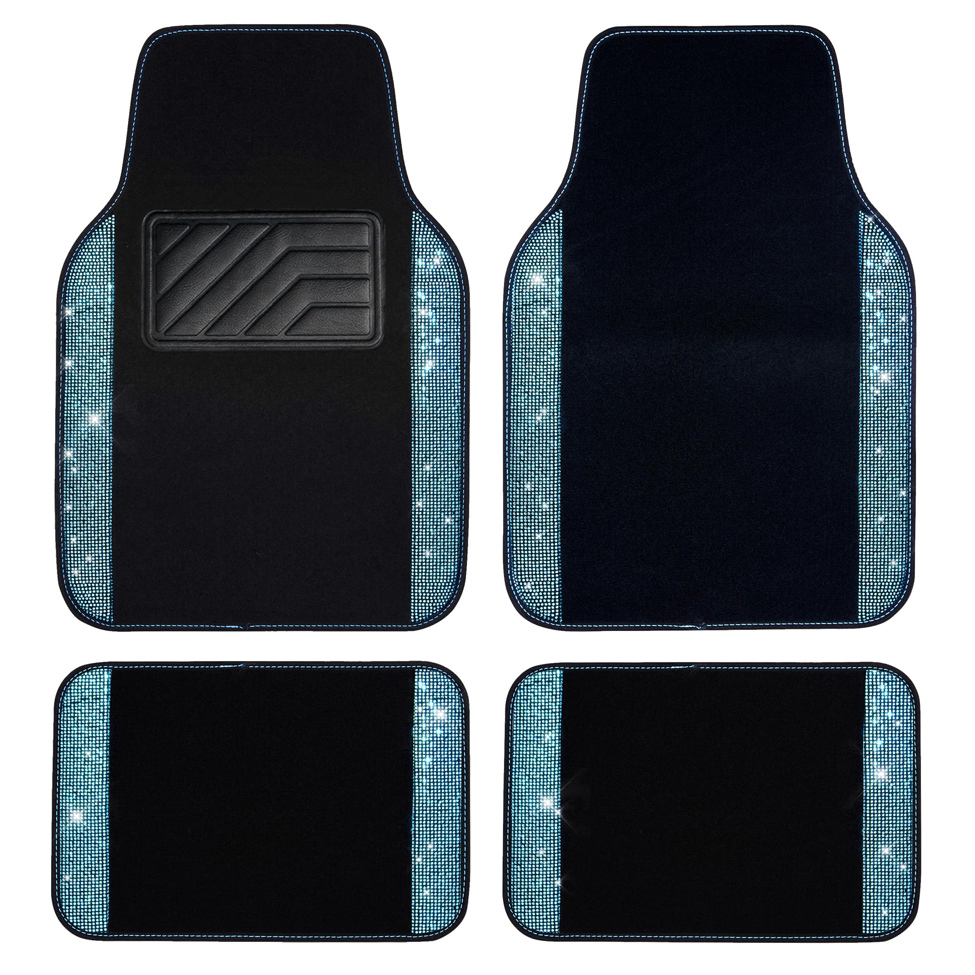 Car Pass Bling Rhinestones Diamond Waterproof Car Floor Mat, Crystal Sparkly Shining Glitter Carpet, Anti-Slip Pvc Heel Pad Univ