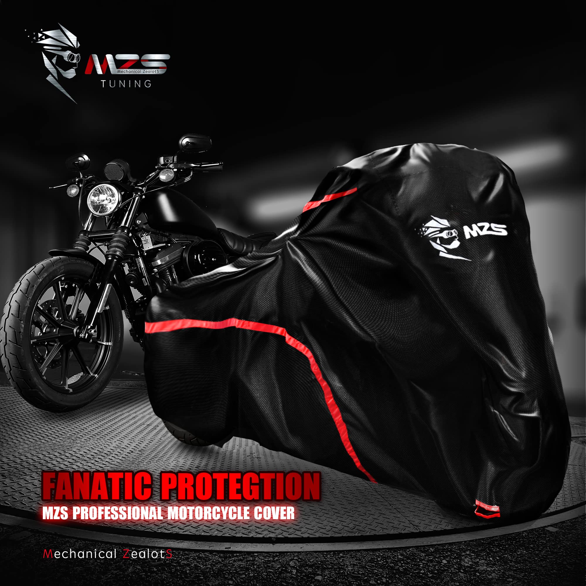 Mzs Motorcycle Cover, All Season Weather Outdoor Waterproof Protection Storage Fit Up To 104 Inch Compatible With Road King | Dyna | Electra/Road/Street Glide | Night/Street Rod | Softail | V-Rod