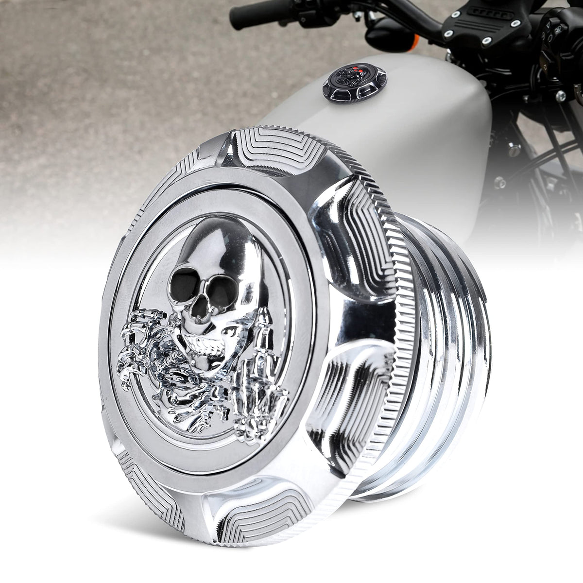 Sresk Sportster Gas Cap for Harley, 3D Skeleton CNC Aluminum Fuel Tank Cover Oil Cap For Sportster XL 1200 883 X48 Road King Sof