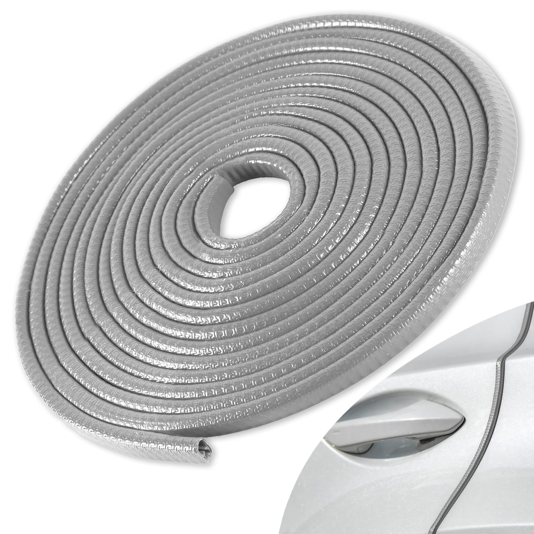 Singaro 16.4Ft (5M) Car Door Edge Guard, No Glue Rubber Decorative Protective Strip, Car Door Entry Protector, Applicable To Car, Truck, Suv And Atv, Car Exterior Accessories(Gray)