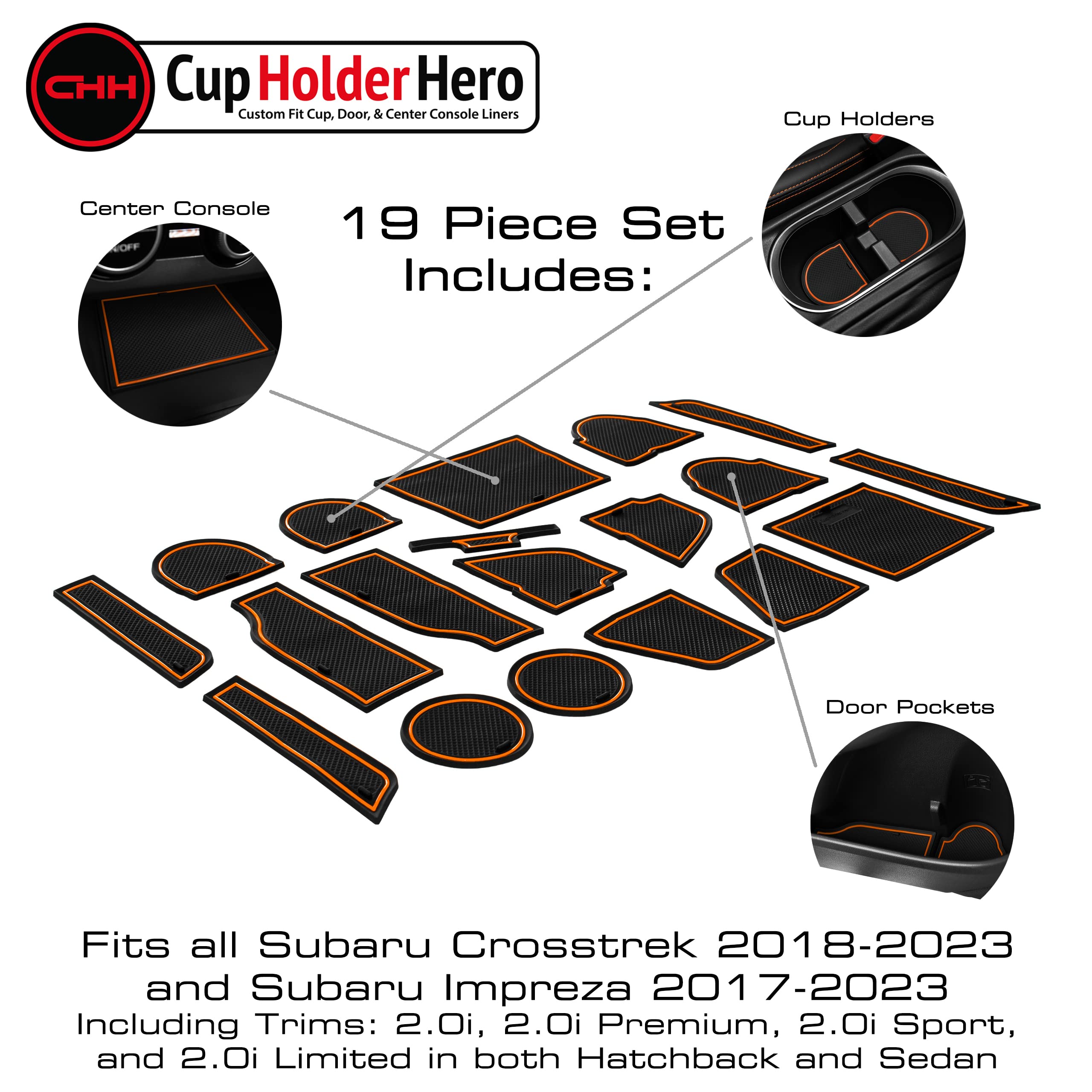 Cupholderhero Fits Subaru Crosstrek 2018-2023 And Fits Subaru Impreza 2017-2023 Accessories Interior Cup Holder Inserts, Center
