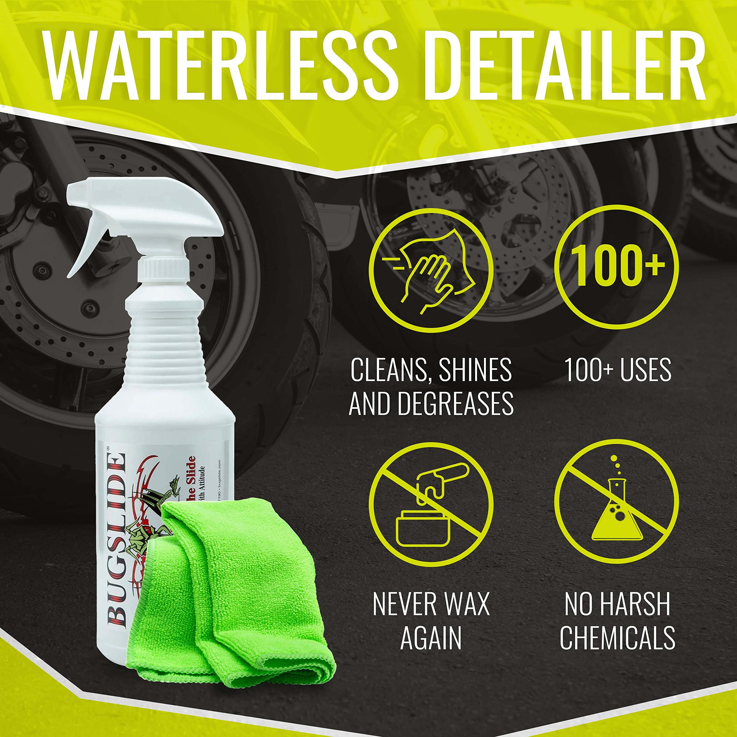 Bugslide 32 Oz Car Detailing Kit With Microfiber Towel - Exterior Or Interior Car Cleaner And Waterless Detailer Spray - Clean,