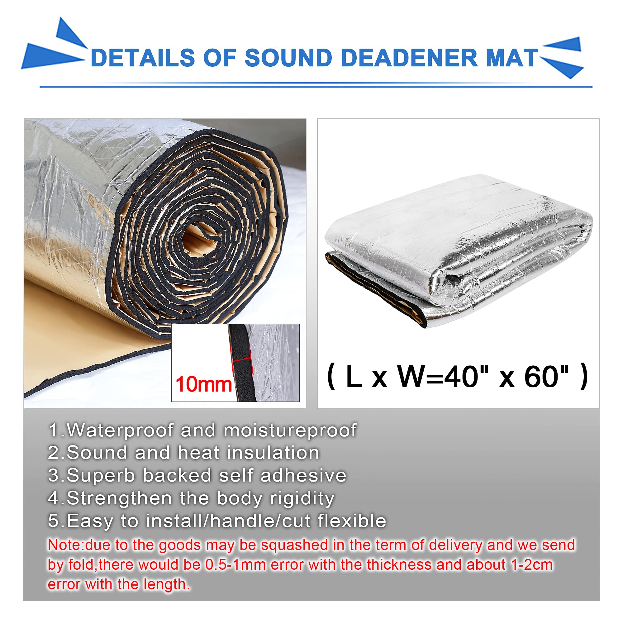 Uxcell 394Mil 10Mm 16.36Sqft Car Exhaust Muffler Heat Sound Deadener Insulation Mat Sound Deadening Mat Aluminum Foil Foam For H