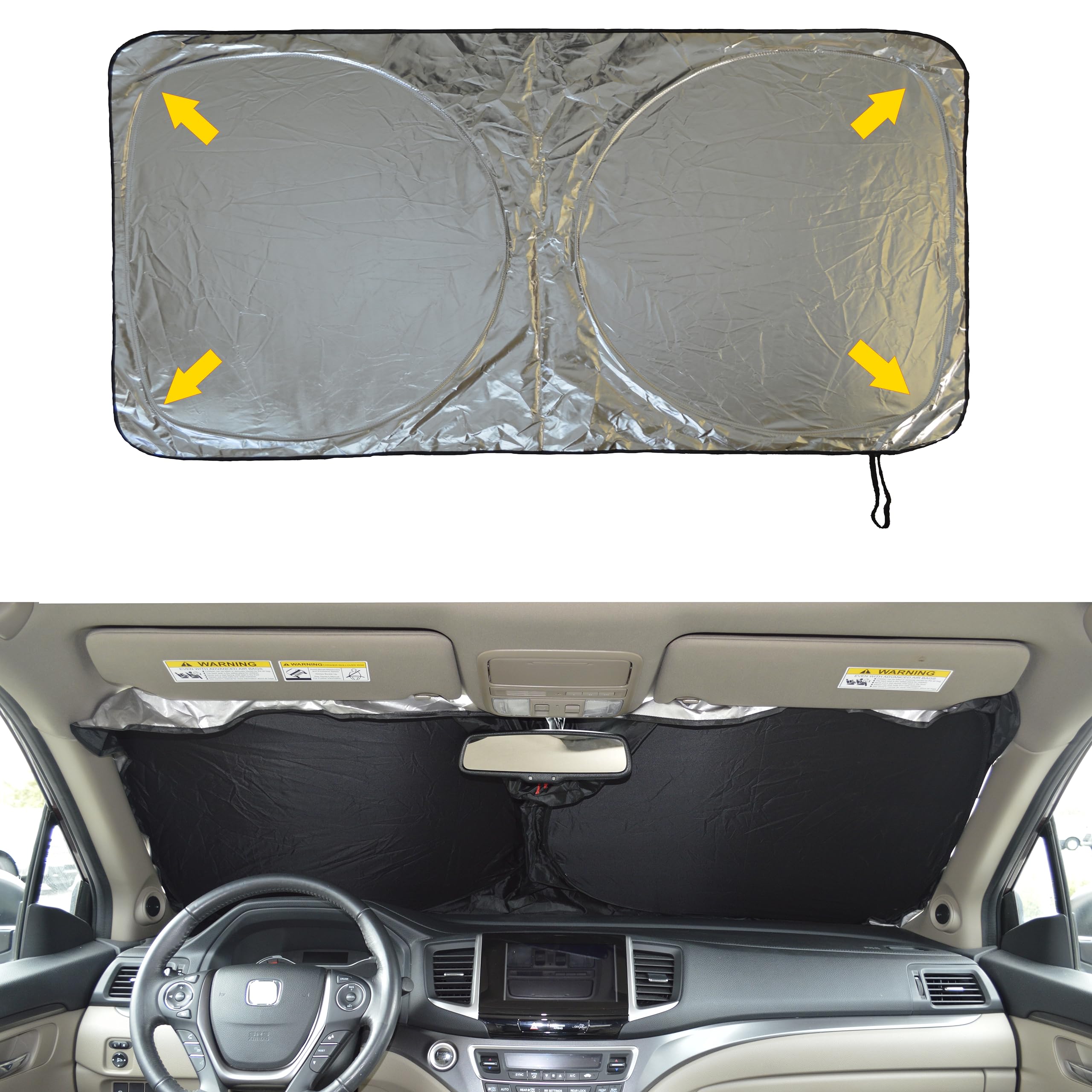 A1 300D Car Windshield Sunshade With Storage Pouch By A1 Sun Shade Foldable Automotive Car Truck Suv Front Window Shield Blocker