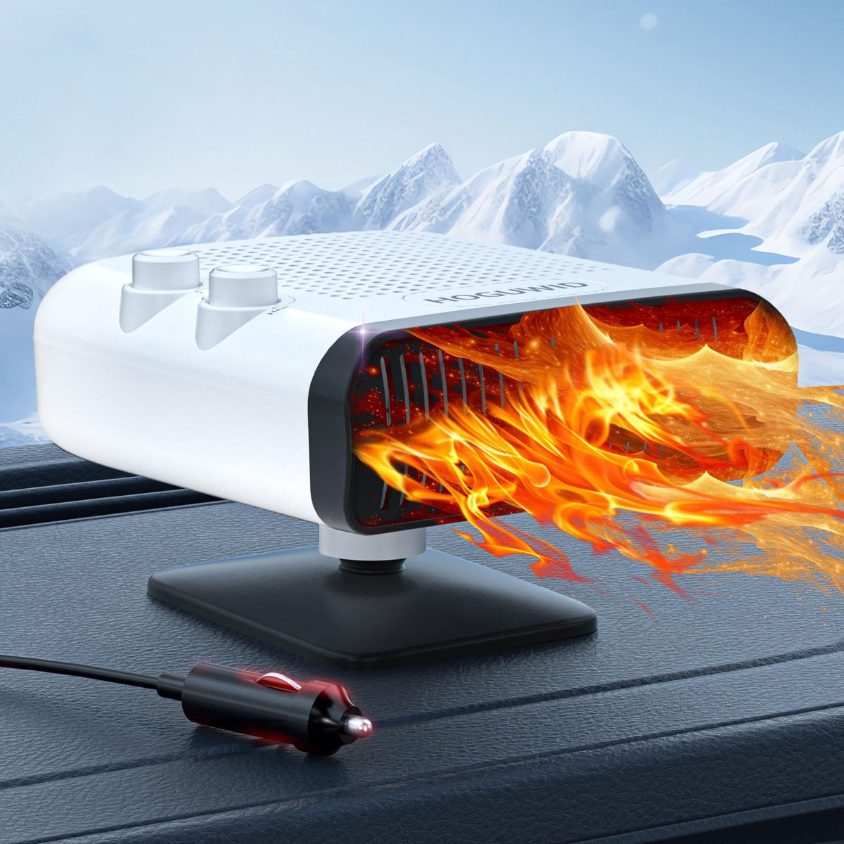 Car Heater, 12V Upgraded Fan Adjustable Speed Low Sound Car Heater That Plugs Into Cigarette Lighter, HOGUWID Car Defroster 2 in