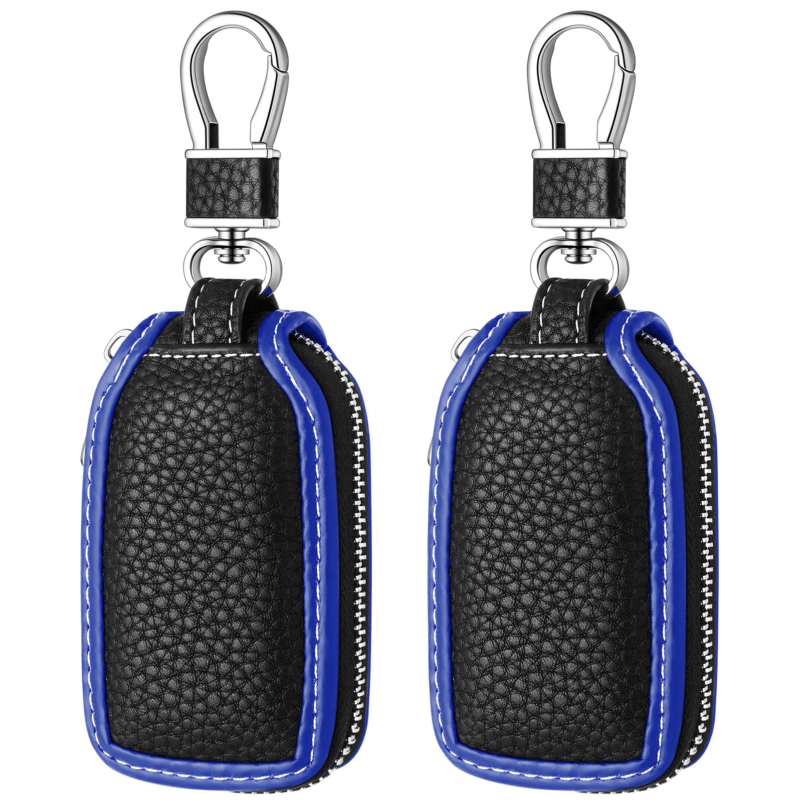 Frienda 2 Pieces Leather Car Key Chain Case Holder Auto Key Fob Holder Smart Protector Cover (Blue)