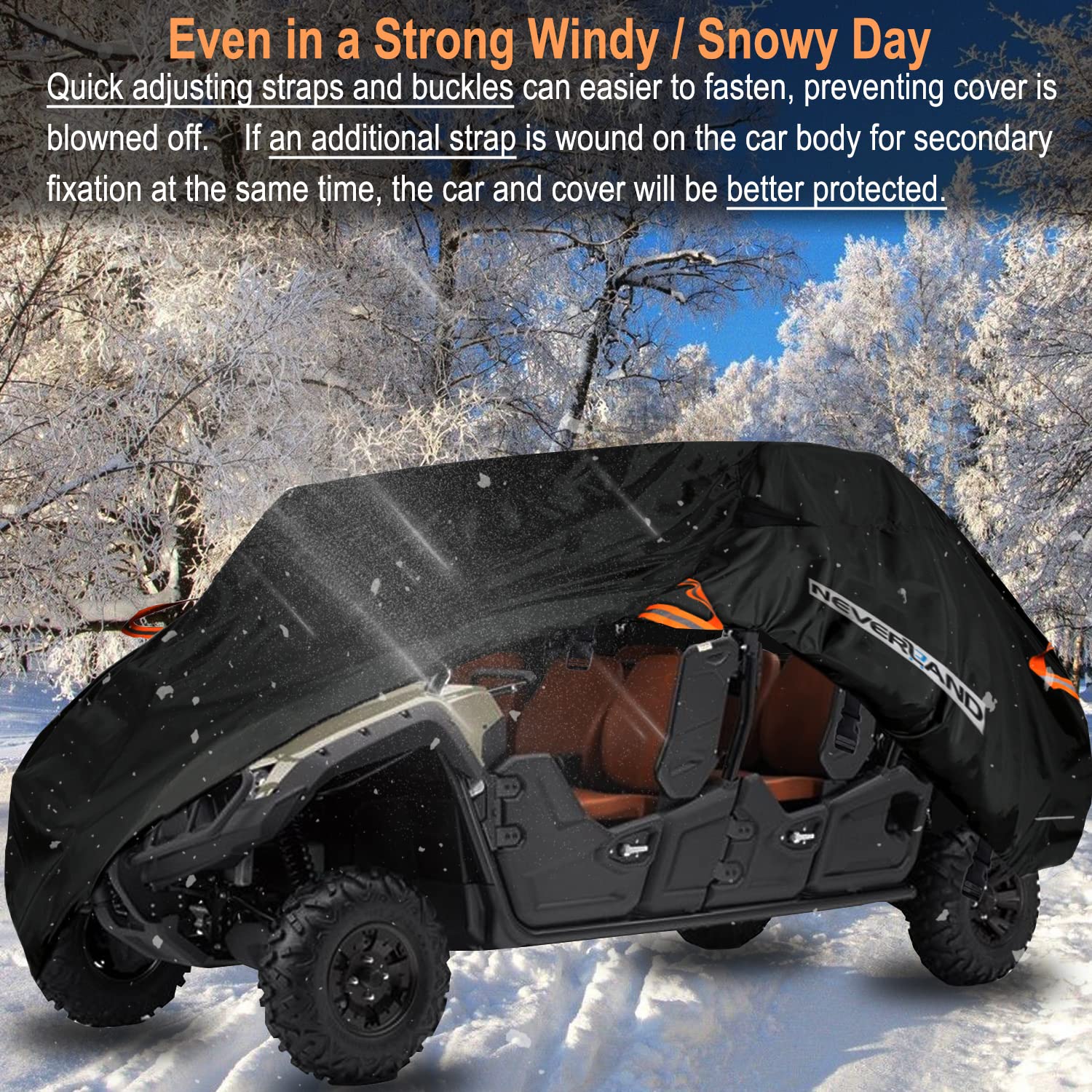 Neverland Utv Cover Heavy Duty Ranger Cover Waterproof 4-6 Seater Side By Side Covers 4 Door All Weather Storage Reflective Strip For Polaris Rzr Xp Can Am Defender Defender Maverick Yamaha