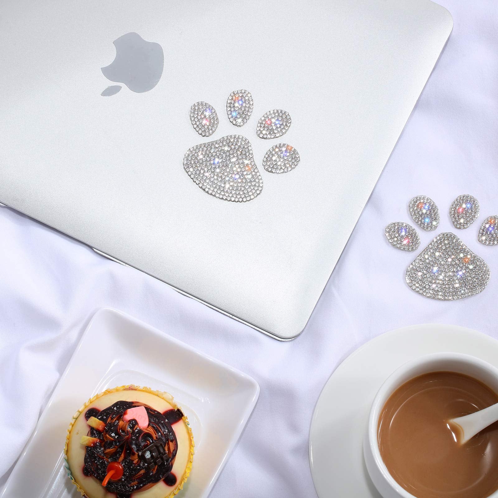 Bbto 4 Pcs Bling Paw Print Car Decal Dog Paw Print Stickers Bling Rhinestone Decoration Rhinestone Decals Stickers For Car Bumpe