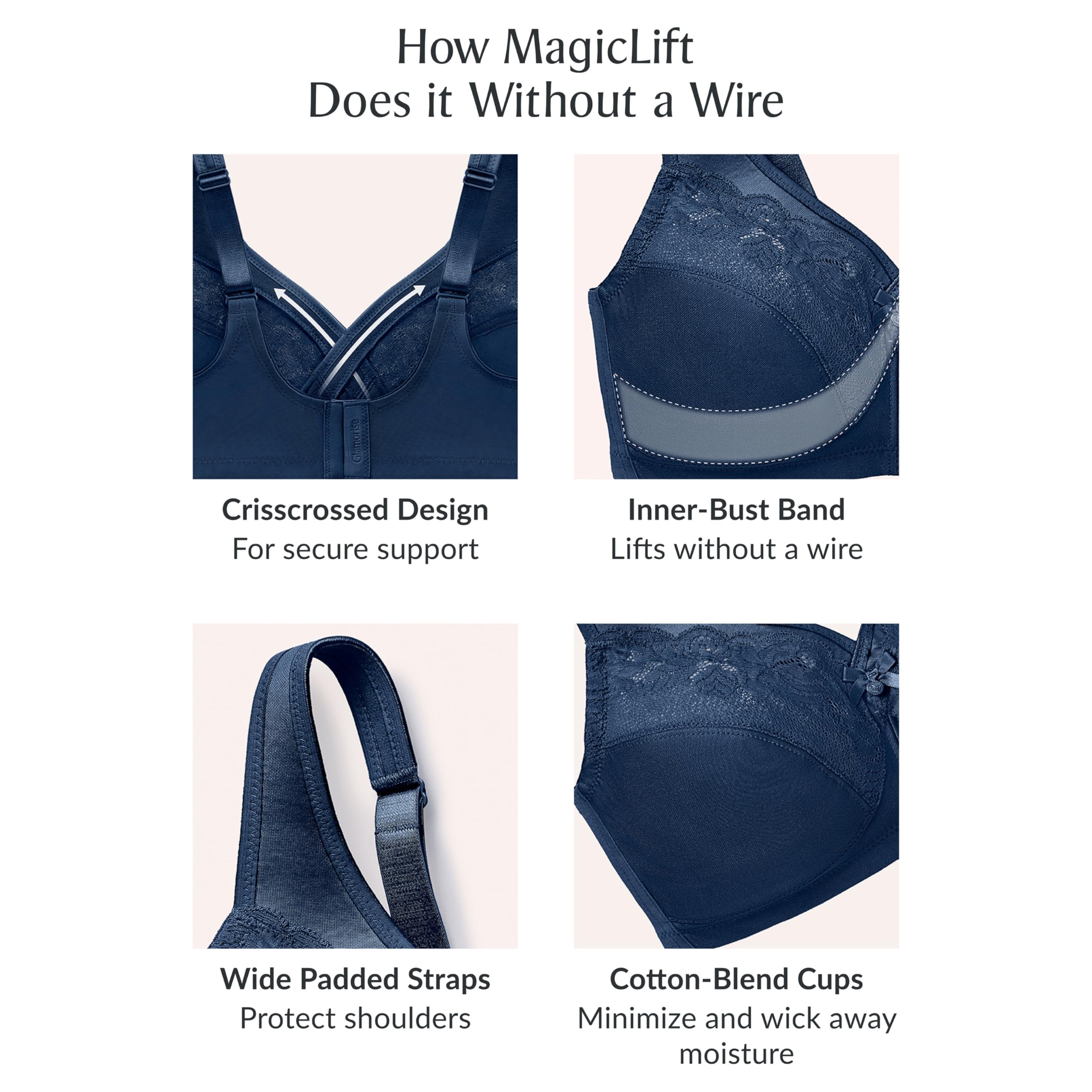 Glamorise Full Figure Plus Size Magiclift Minimizer Bra Wirefree #1003 Café