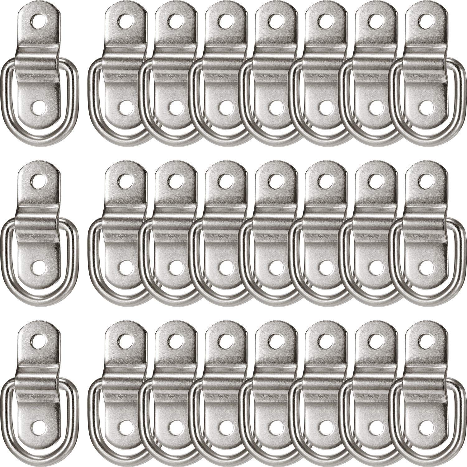 24 Pieces D-Ring Tie Down 1/4 Inch 700 Lbs D-Ring Bracket Mounting Plate For Ratchet Tie Down Straps Car Truck Bed Cargo(Silver)