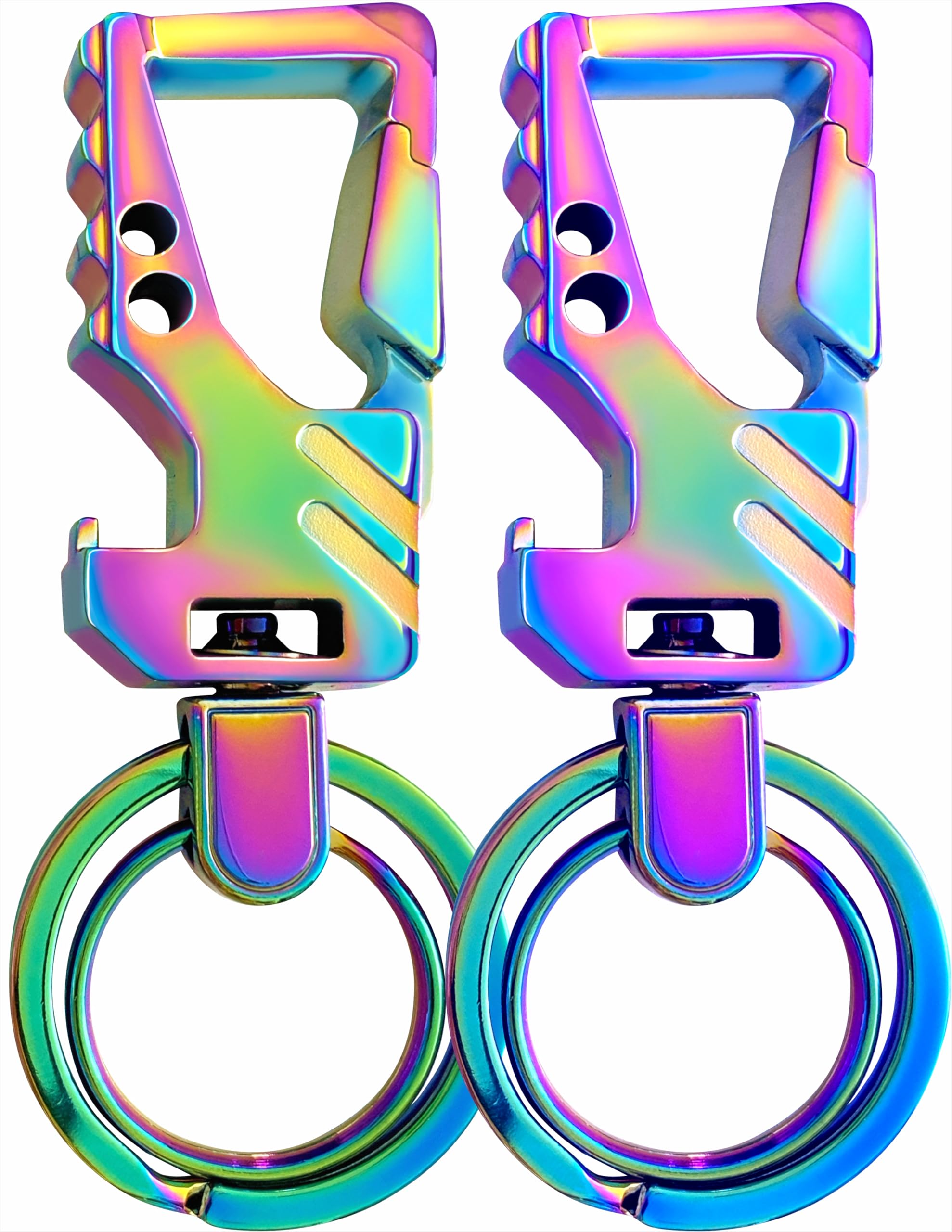 Gabox 2Pcs Keychain Edc Keyring Bottle Opener Auto Car Key Holder Tactical Carabiner Key Chain Clip Llaveros Porte-Cl  S, Electr