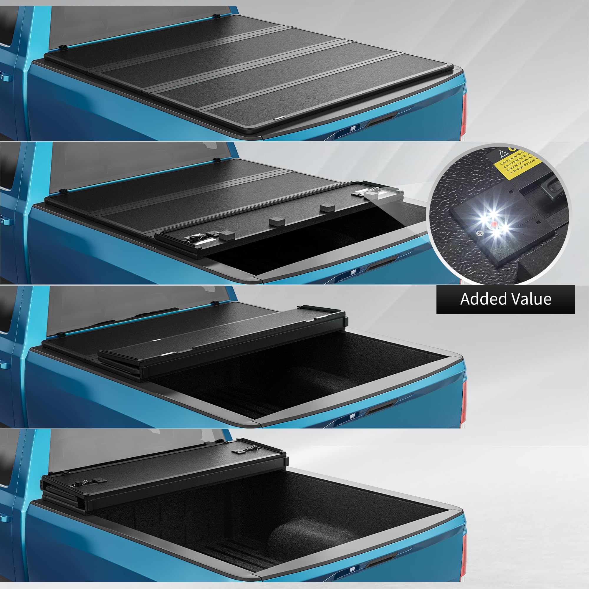 Oedro Quad Fold Hard Truck Bed Tonneau Cover Fit For Dodge Ram 1500 Classic 2009-2024, Fit For Ram 1500 New Body 2019-2025 With