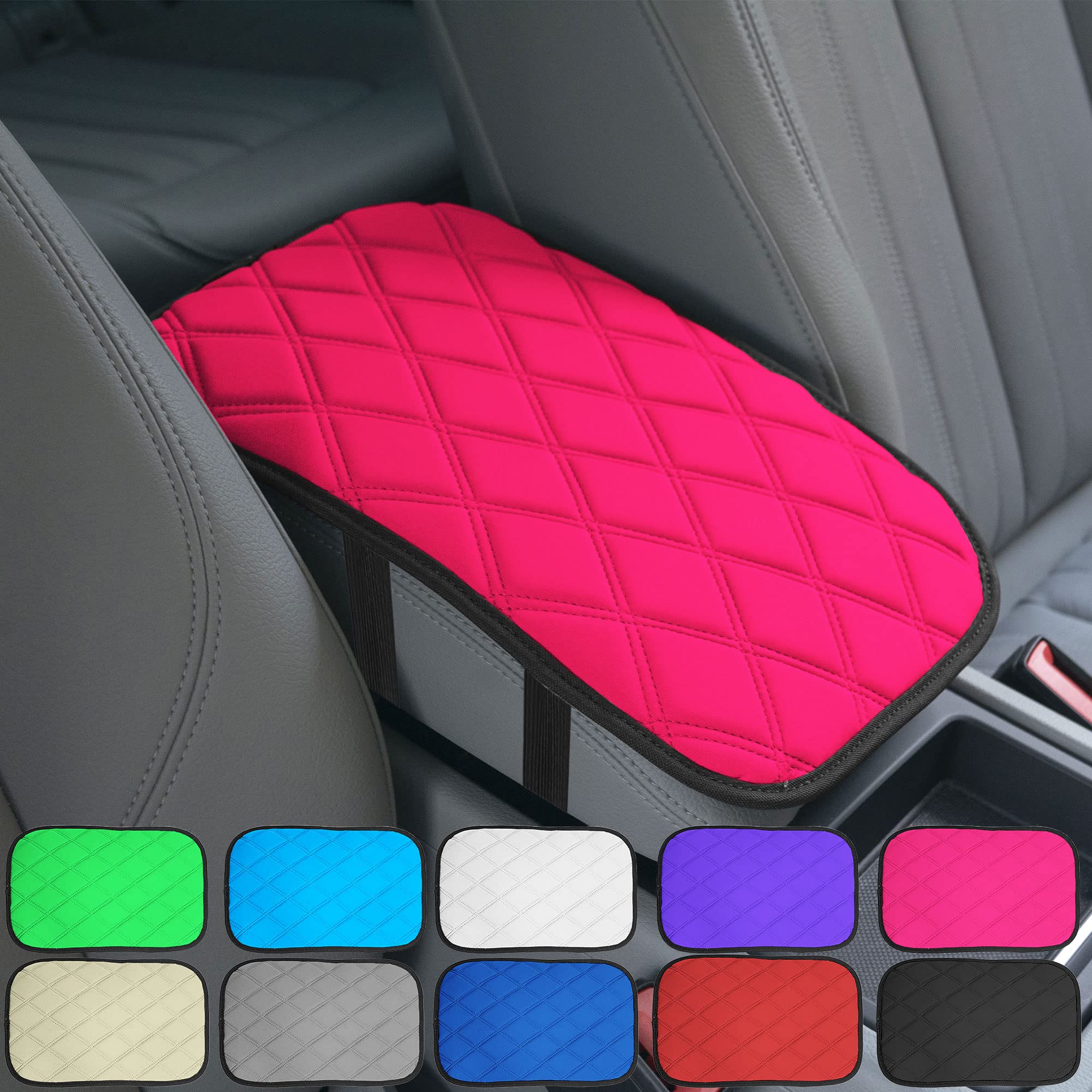 FH Group Diamond Pattern Neosupreme Center Console Pad Water-Resistant Black Seat Box Cover Protector fits Most Cars, SUVs, and