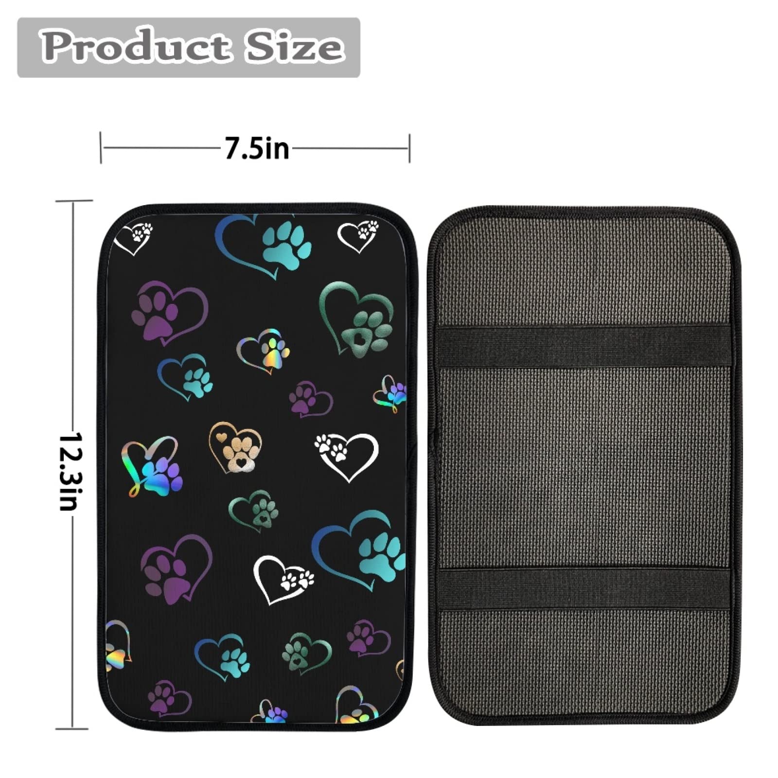 Dreaweet Heart Paw Auto Center Console Armrest Covers for Women Men Dog Paw Heart Arm Rest Cushion Cover Non Slip Arm Rest Pad U