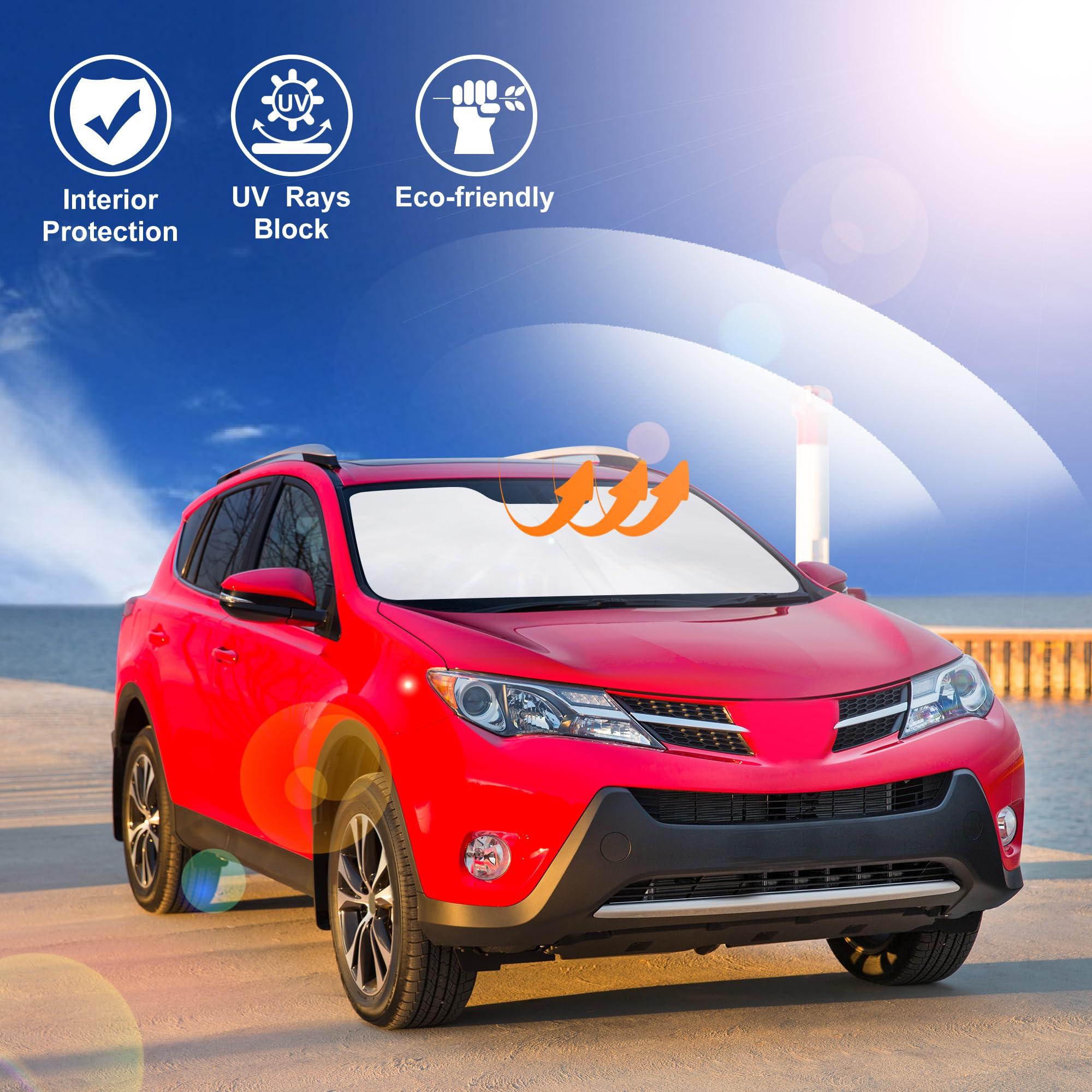 Windshield Sun Shade Compatible With 2013-2018 Toyota Rav4 Accessories Foldable Sun Blocker Sunshade Protect Car From Sun Rays &