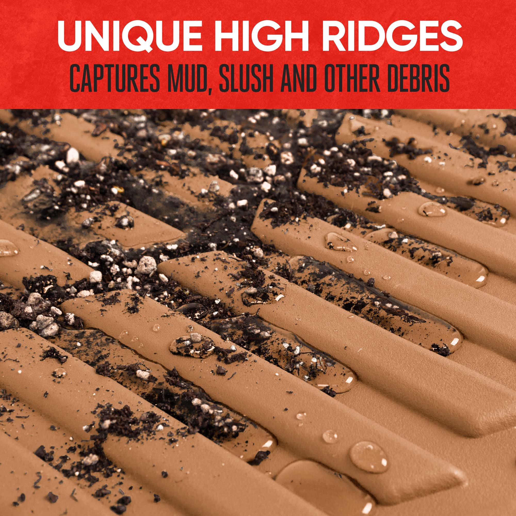 Motor Trend - MT-921-BG Flextough Tortoise - Heavy Duty Rubber Floor Mats for Car SUV Van & Truck - All Weather Protection - Deep Dish (Tan Beige)