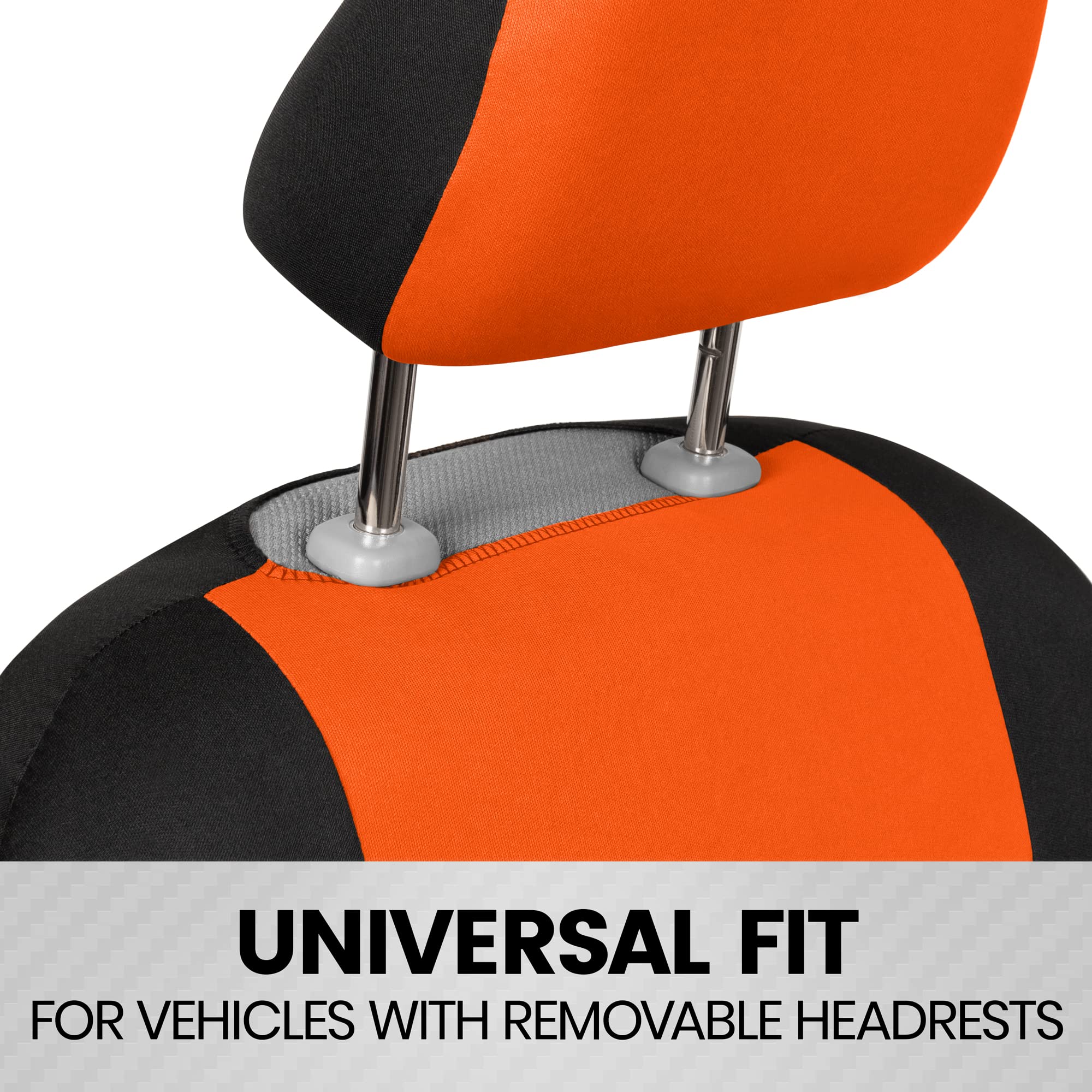 Bdk Polypro Car Seat Covers Full Set In Orange On Black - Front And Rear Split Bench Seat Covers For Cars, Easy To Install Car Seat Cover Set, Car Accessories For Auto Trucks Van Suv