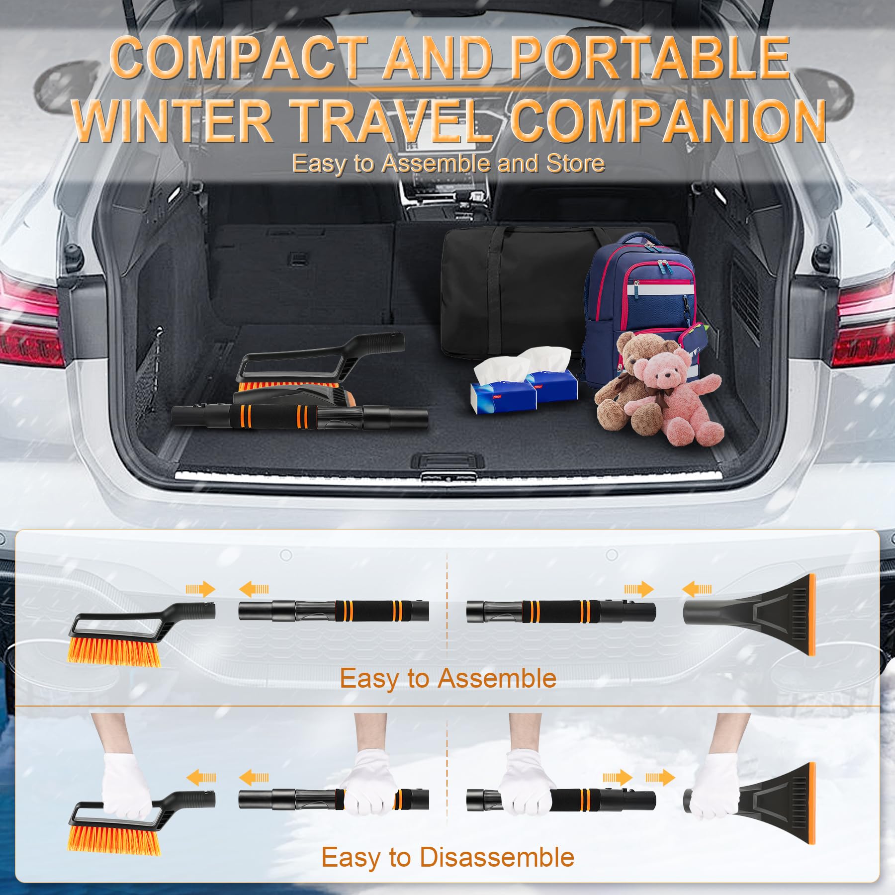 Livtee Ice Scraper And Snow Brush For Car Windshield, 32.5'' Extendable Snow Removal Tool, Automotive Exterior Accessories And W