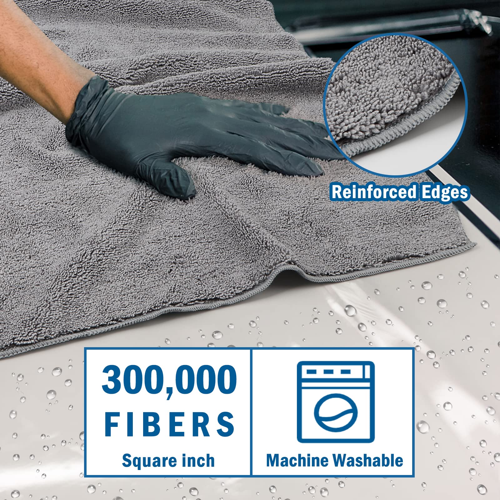 Homexcel Professional Large Microfiber Car Drying Towels 2 Pack, Lint Free, Scratch Free, Highly Absorbent Drying Towel For Cars