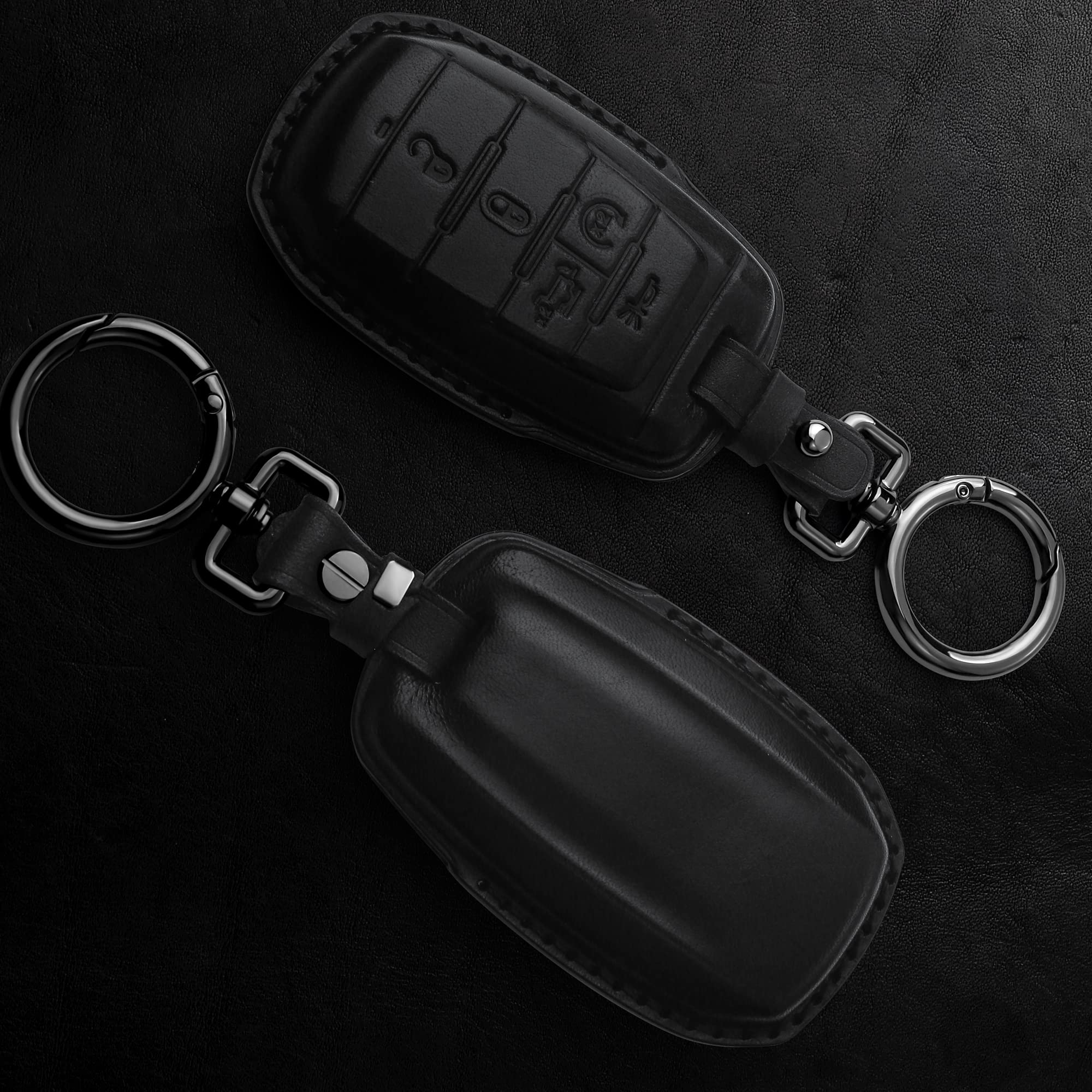 Tukellen For Dodge Key Fob Cover Genuine Leather Key Case Cover Protector Compatible With 2019-2025 Dodge Ram 1500 2500 3500 Key Shell