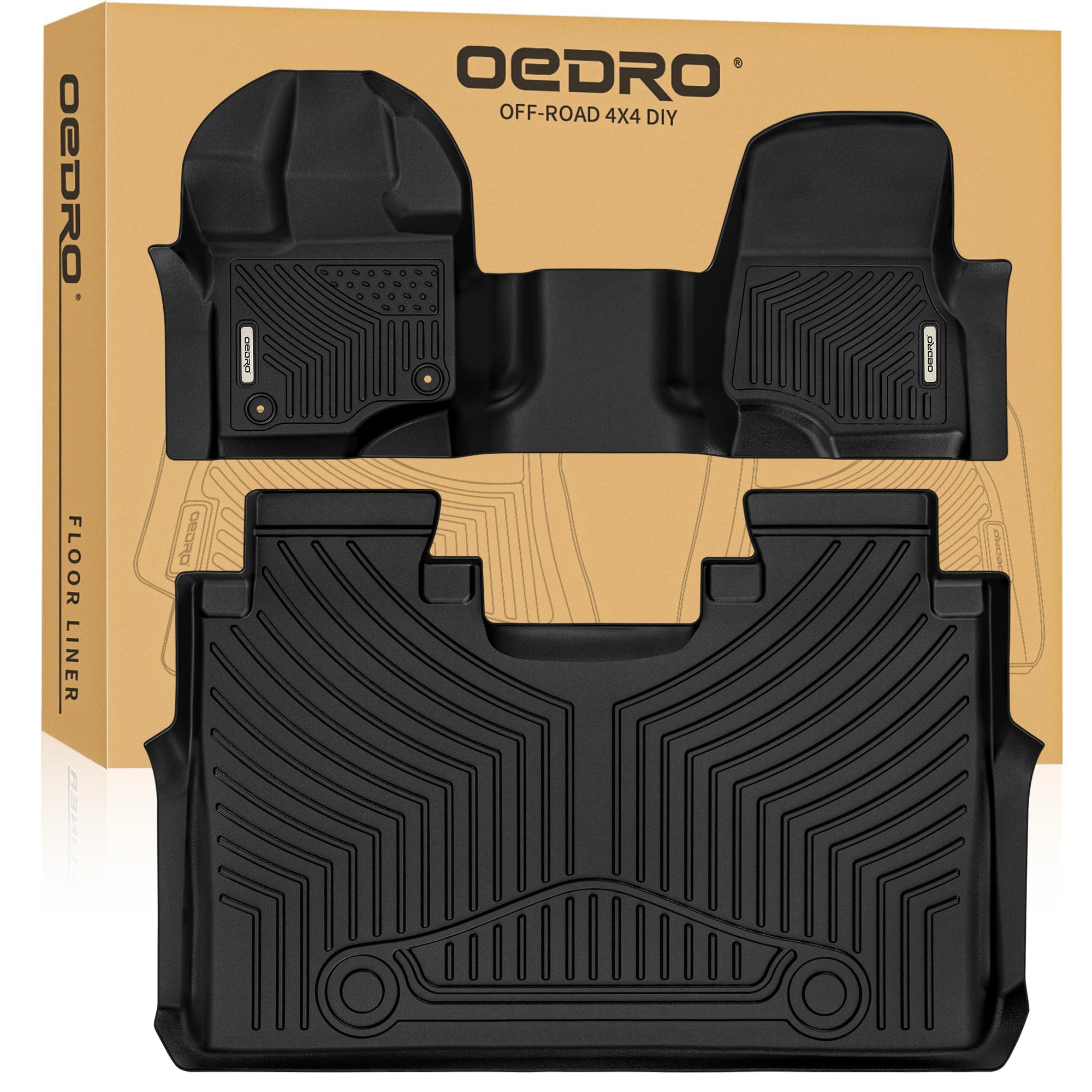 Oedro Floor Mats Fit For Ford F-150 Supercrew Cab 2025-2015 With 1St Row Bench Seats, Tpe All-Weather F-150 Floor Liners Include