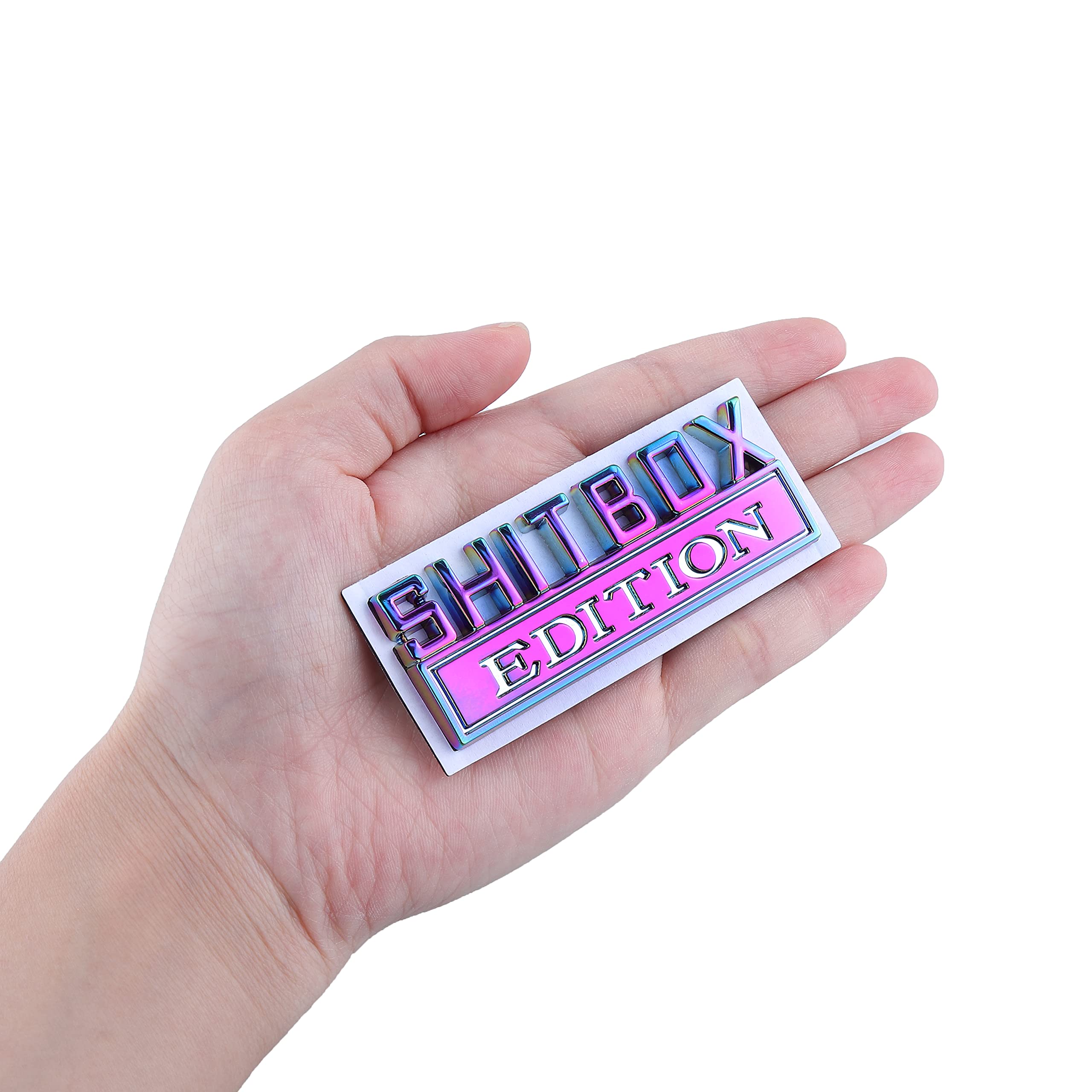 2 Pcs Edition Emblem Car Side Rear Front Hood Trunk Door Badge 3D Decal Sticker Fit For Car Truck Suv (Shit Box, Electroplated P