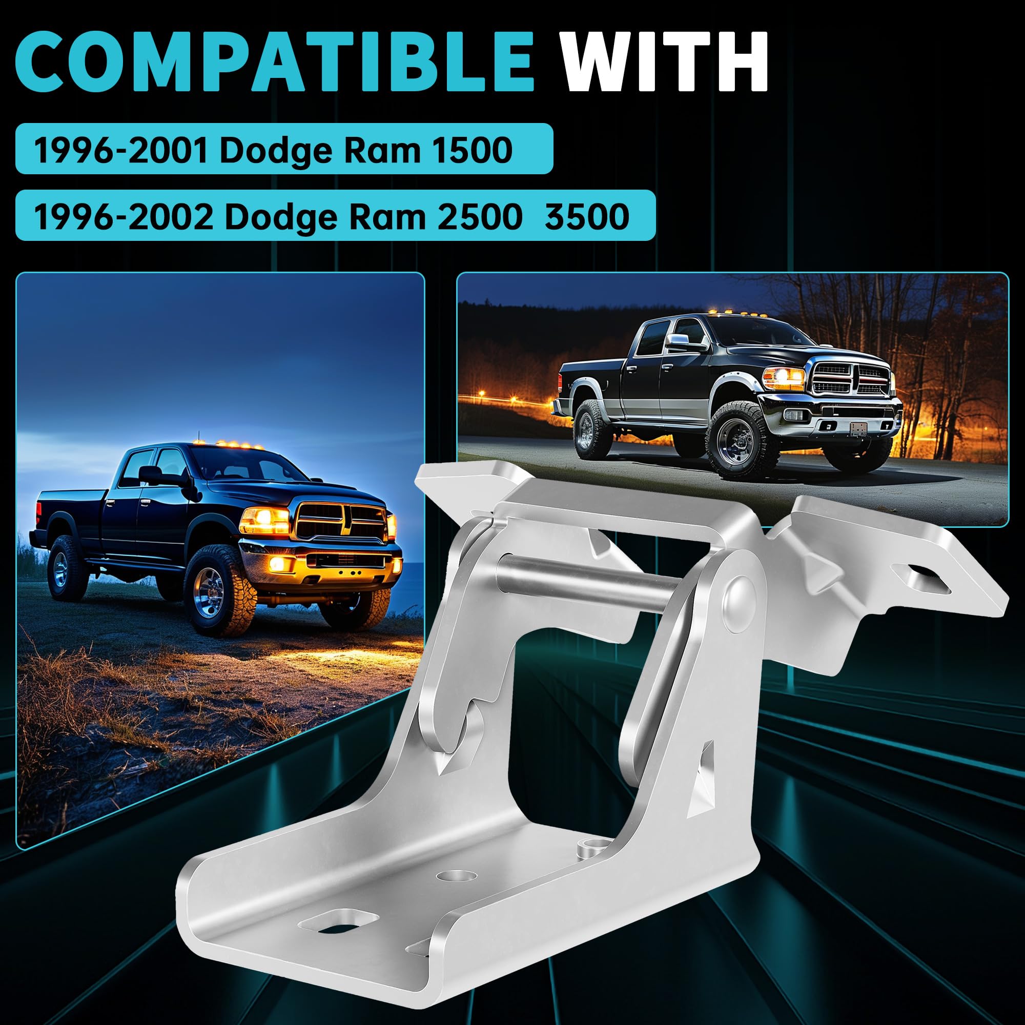 ECOTRIC Front Lower Door Hinge Assembly Compatible with 1996-2002 Dodge Ram 1500 2500 3500 Driver or Passenger Side Replacement for 55275464AC