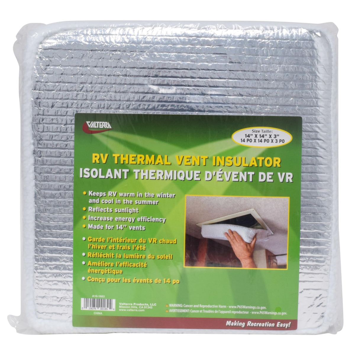 Valterra A10-1603 Vent Insulator with Reflective Surface 14&quot; x 14&quot;