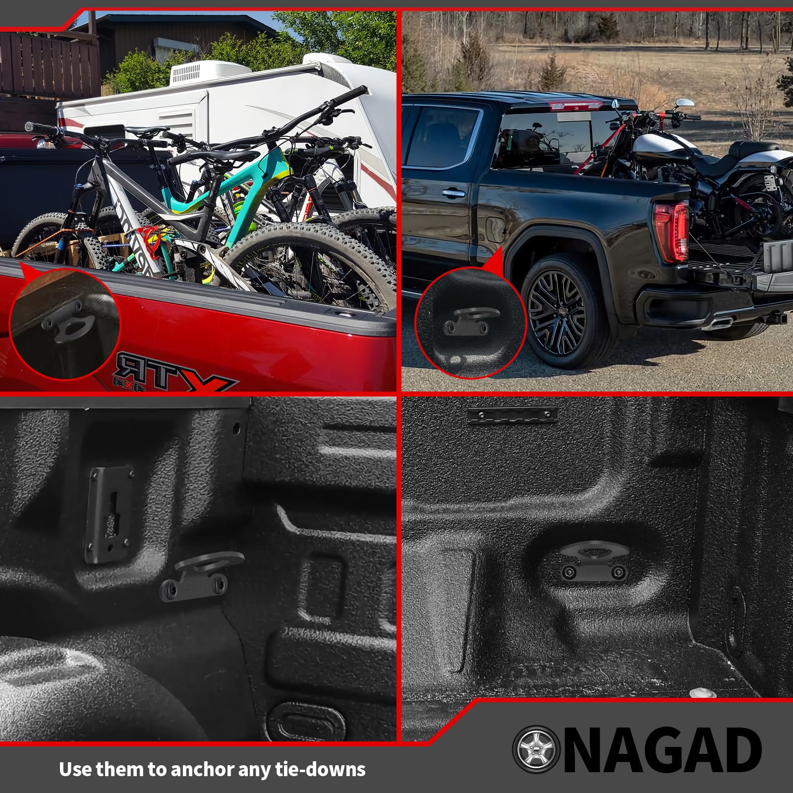 Tie Down Anchors 6 Pack For 2000-2017 Ford F150 Truck Bed Tie Down Anchors With Black Powder Coating | Fits 2004-2017 F-150 Styleside 2001-2010 F 150 Explorer Sport Trac, Inner Bed Tie Downs Hooks