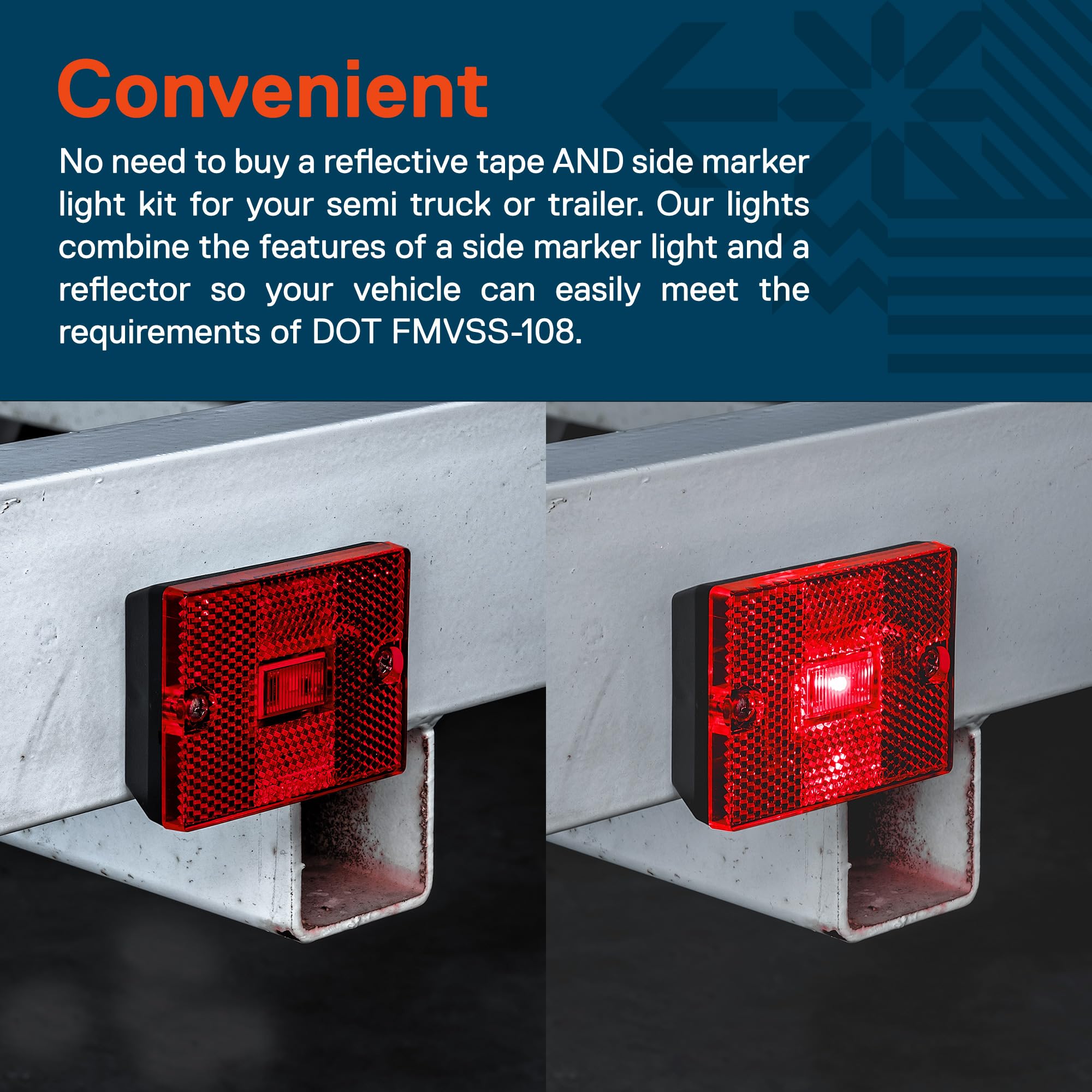 True Mods 4Pc 2X3 3X2 Inch Amber + Red Led Stud-Mount Side Marker Light [Dot Fmvss-108] [Sae Ap2] [Ip67 Waterproof] [Integrated