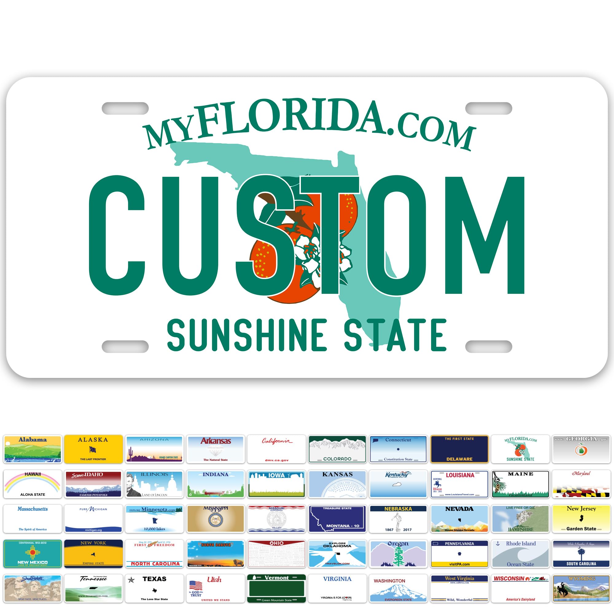 Custom Florida License Plate, Personalized License Plates For Car, 6X12 Inch, Rust-Free Fade Resistant Aluminum, Usa Made By My
