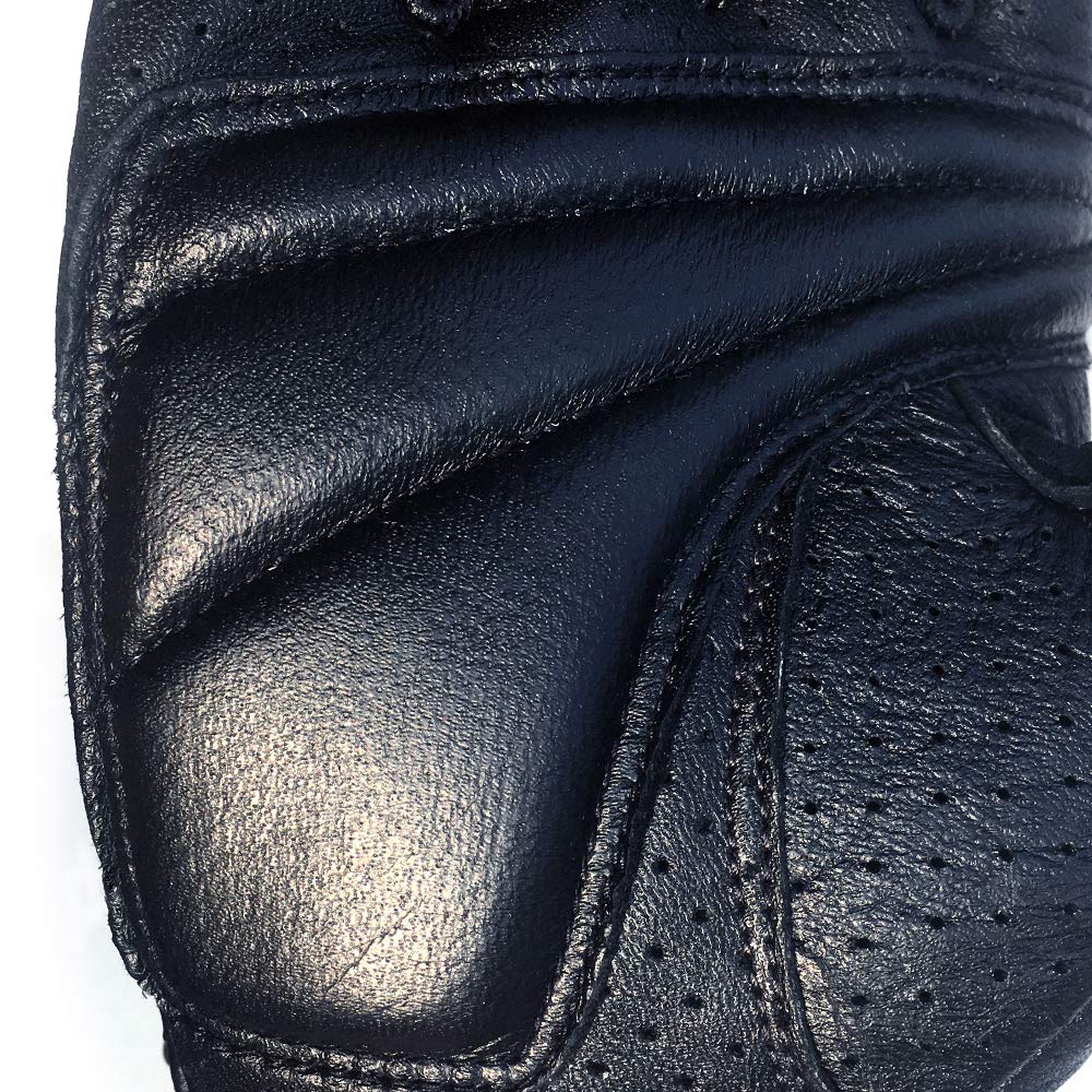 Kaiwende Half Finger Men'S Motorcycle Gloves Gel Padded Fingerless Leather Motorbike Gloves (Black, X-Large)