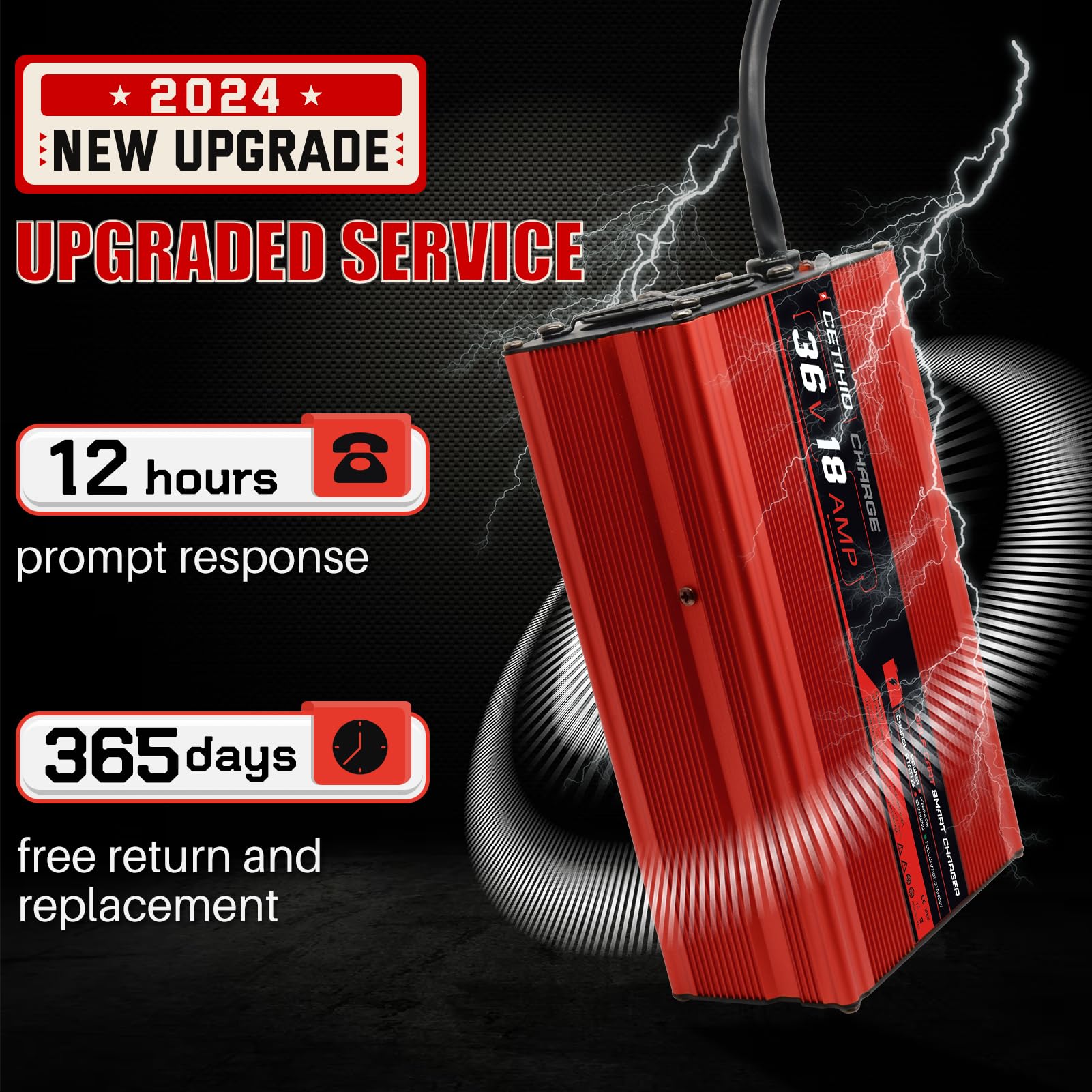 New 36 Volt Golf Carts Battery Charger For Ezgo, Upgrade Trickle Charger 4.0 Technology, 18 Amp, 4-6 Hrs Full Charge, Replace Ezgo Charger, D-Plug, 16Ft, 36V Golf Cart Charger