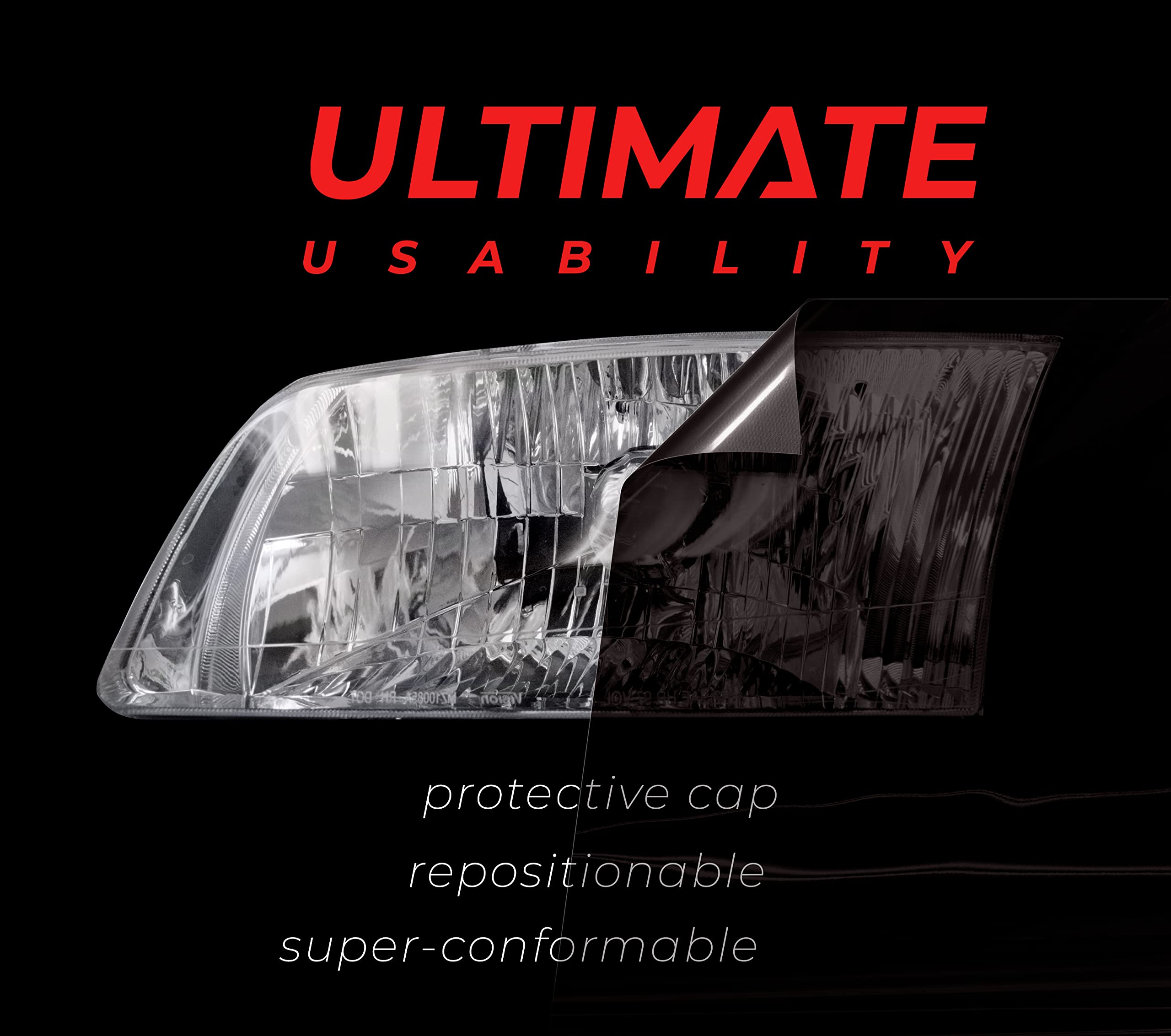 Vvivid+ Ultimate Headlight Taillight Tint Vinyl Wrap (16'' X 10Ft, Dark Smoke)