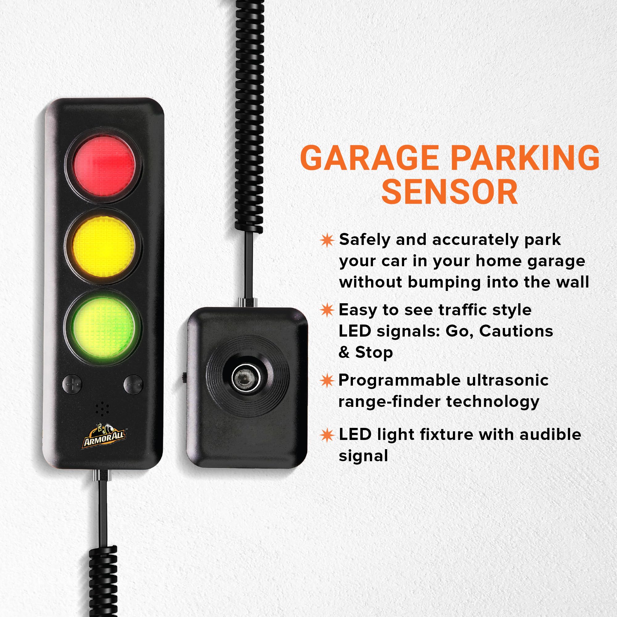 Armor All Advanced Garage Parking Aid with LED Light, Garage Parking Sensor with Color Changing Distance Indicator, Parking Sens
