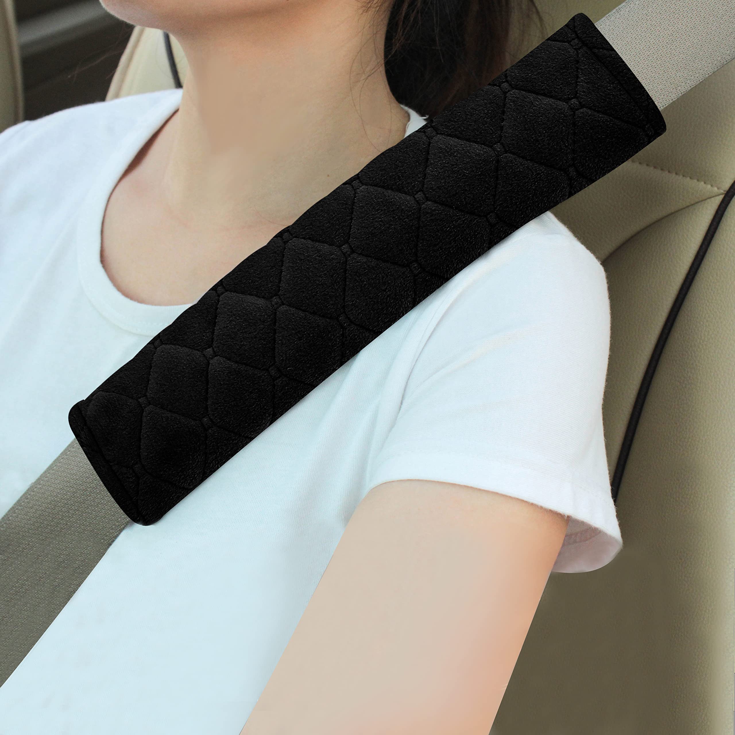 Amooca Soft Auto Seat Belt Cover Seatbelt Shoulder Pad 2 Pcs For A More Comfortable Driving Compatible With All Cars And Backpac