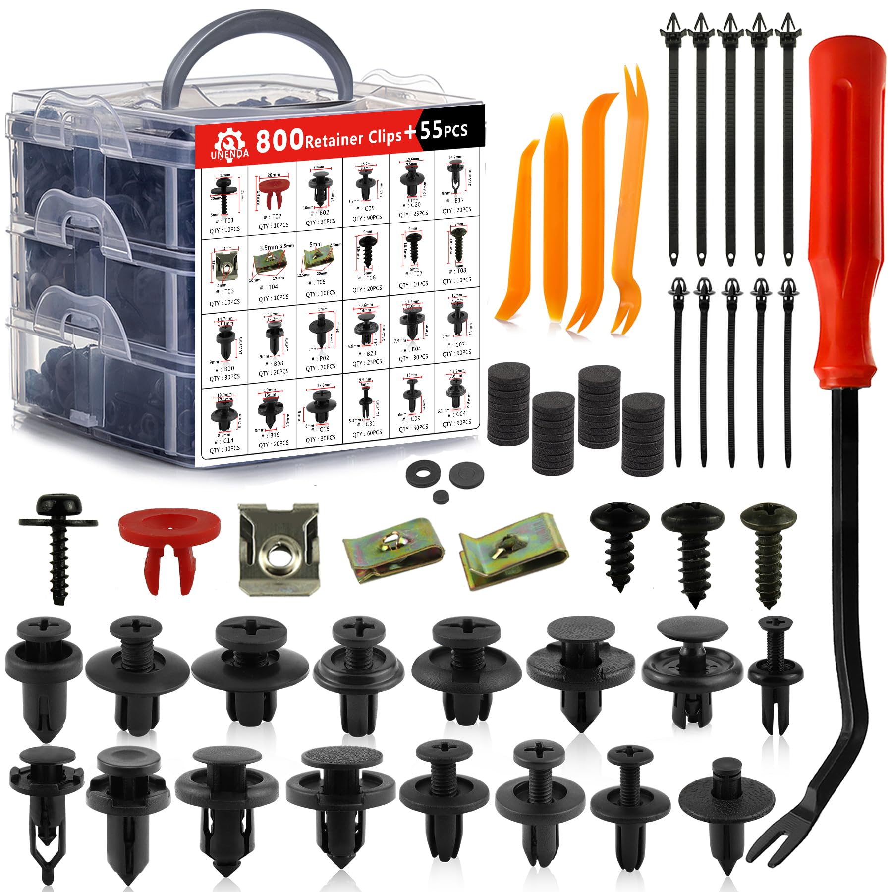 Car Push Retainer Clips 24 Most Popular Sizes Fasteners 855 Pcs Automotive Plastic Clips Auto Push Pin Rivets Set With 10 Cable