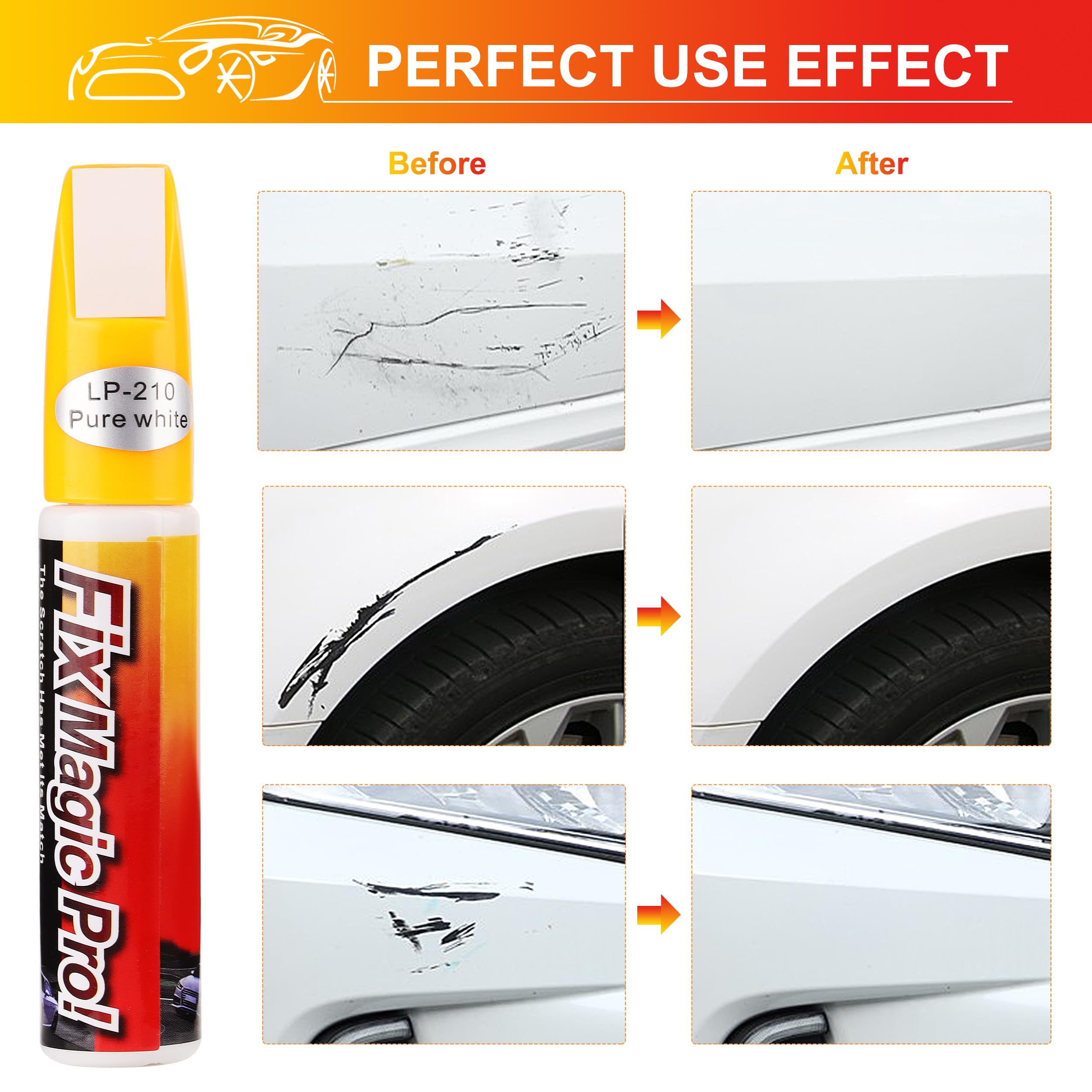 Touch Up Paint For Cars (White), Two-In-One Car Paint Scratch Repair, Automotive Touch Up Paint Pen With Instruction Manual, Quick And Easy Solution To Repair Car Paint Scratches