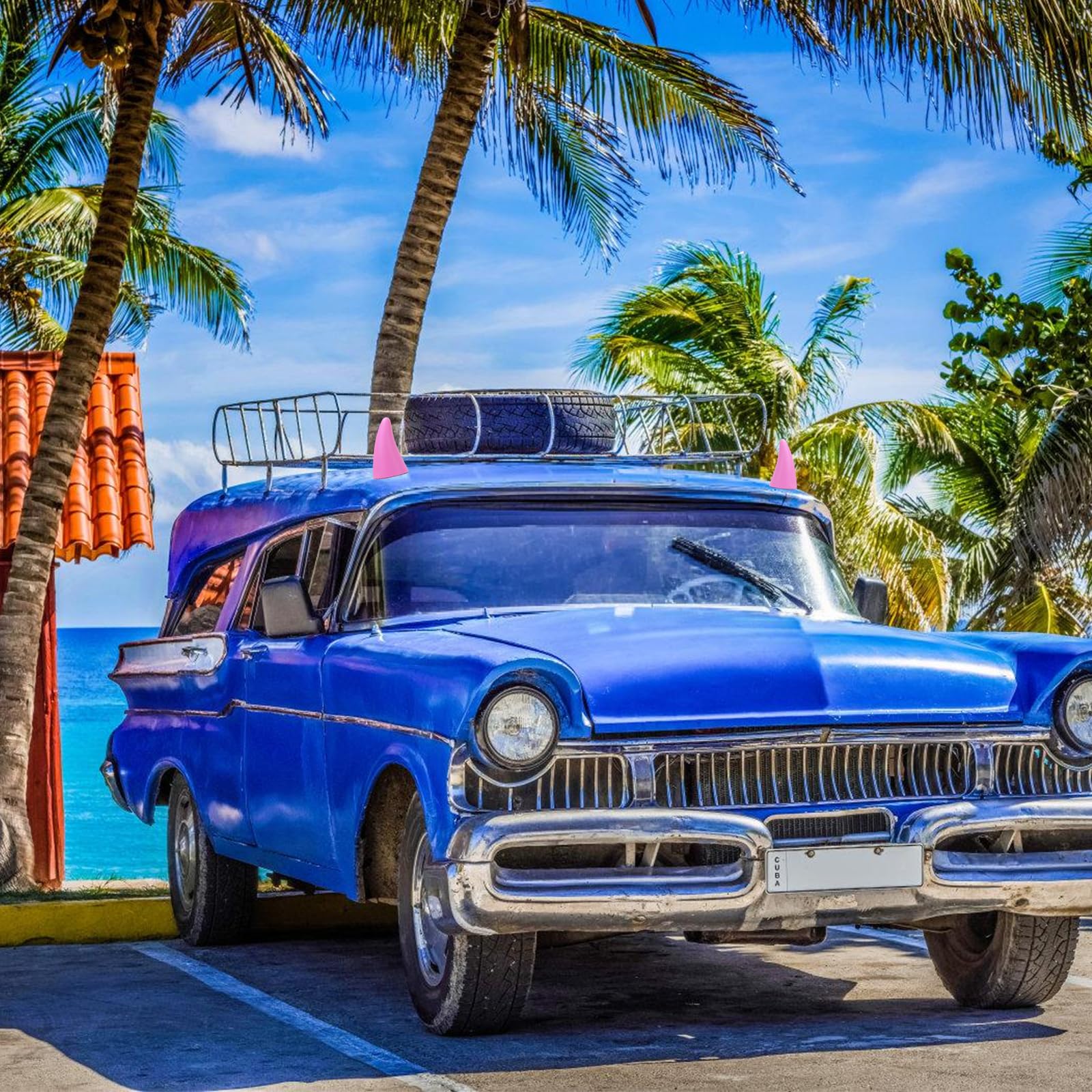 Ygmoner Car 3D Devil Horns Sticker (Easy To Find Car In The Parking Lot) Halloween Car Roof Decor Elasticity Foam Bull Horns (Fa