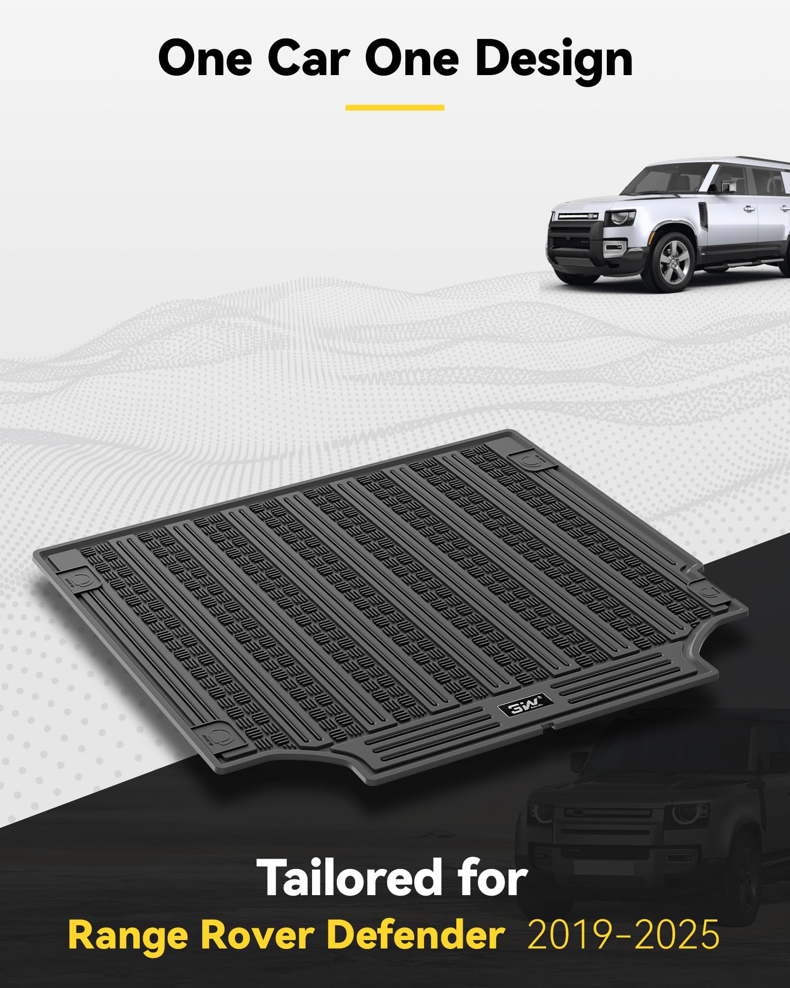 3W Cargo Liner Fit 2020-2025 Land Rover/Range Rover Defender (Not For Defender 110S/Rubber Flooring),Tpe All Weather Custom Fit