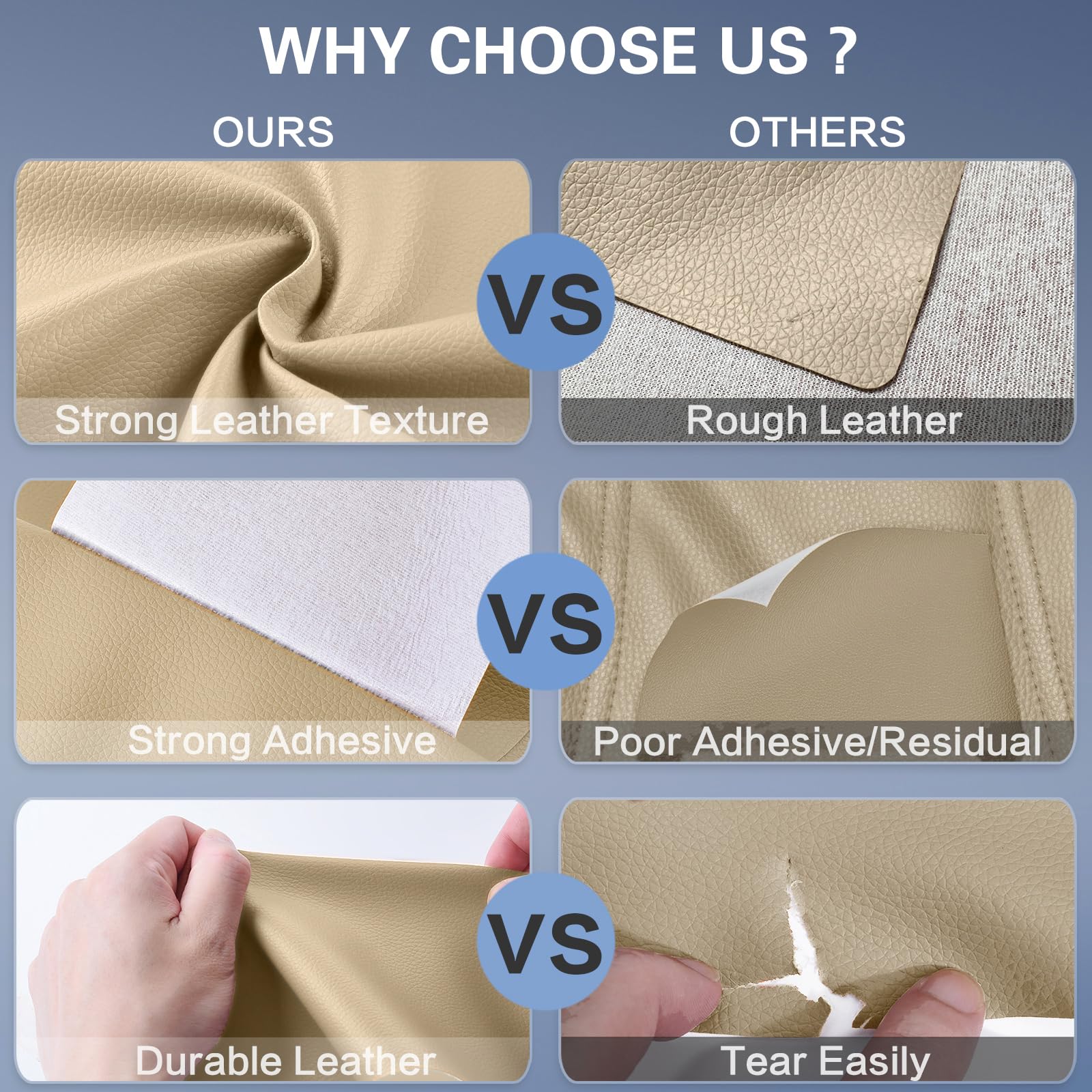 Self Adhesive Leather Repair Patch Kit, 16 In X 63 In Large Vinyl Leather Repair Tape For Furniture, Sofa, Couch, Sofa, Car Seat