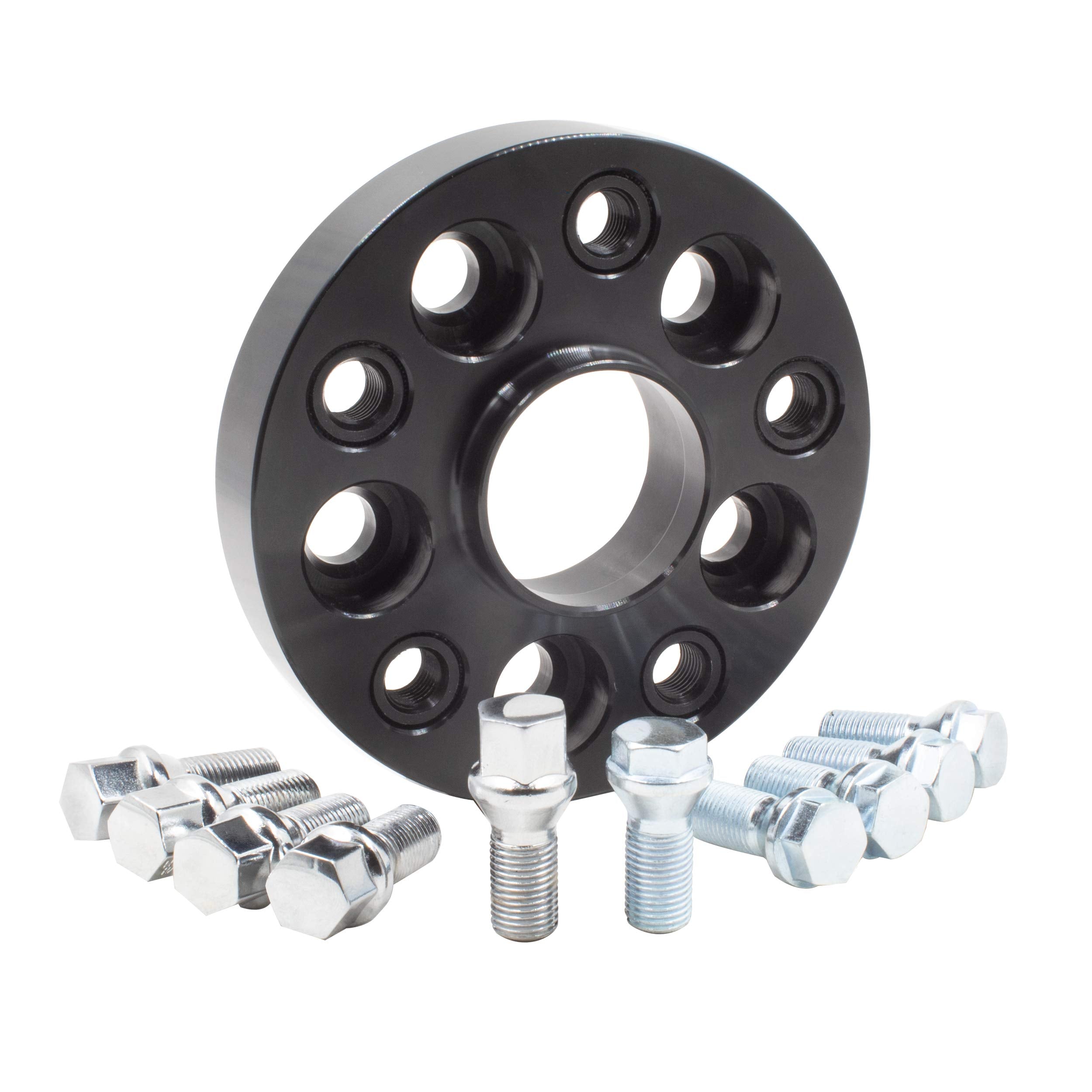 Wheel Accessories Parts 1 Pc 1 Pc Hub Centric Euro Wheel Spacer Adapter 20Mm Thick 57.1Mm Hub Adapts 5X100 Bolt Pattern To 5X112 Bolt Pattern Includes M14X1.5 Black Bolts Fits Vw & Audi