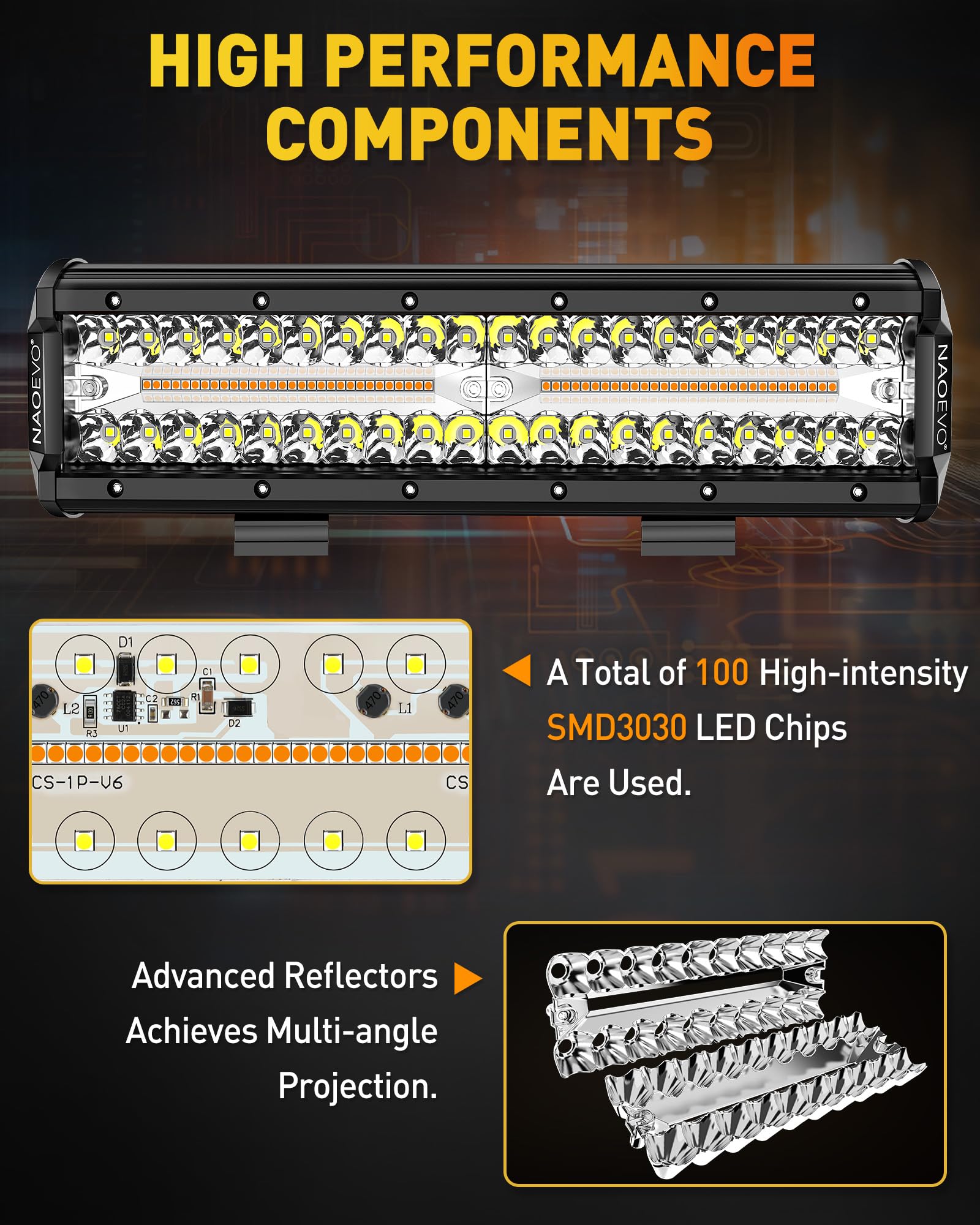 Naoevo 12 Inch Led Light Bar, 300W 30000Lm Led Offroad Fog/Driving Lights With 2 Leads Wiring Harness, Spot & Flood Combo, Work