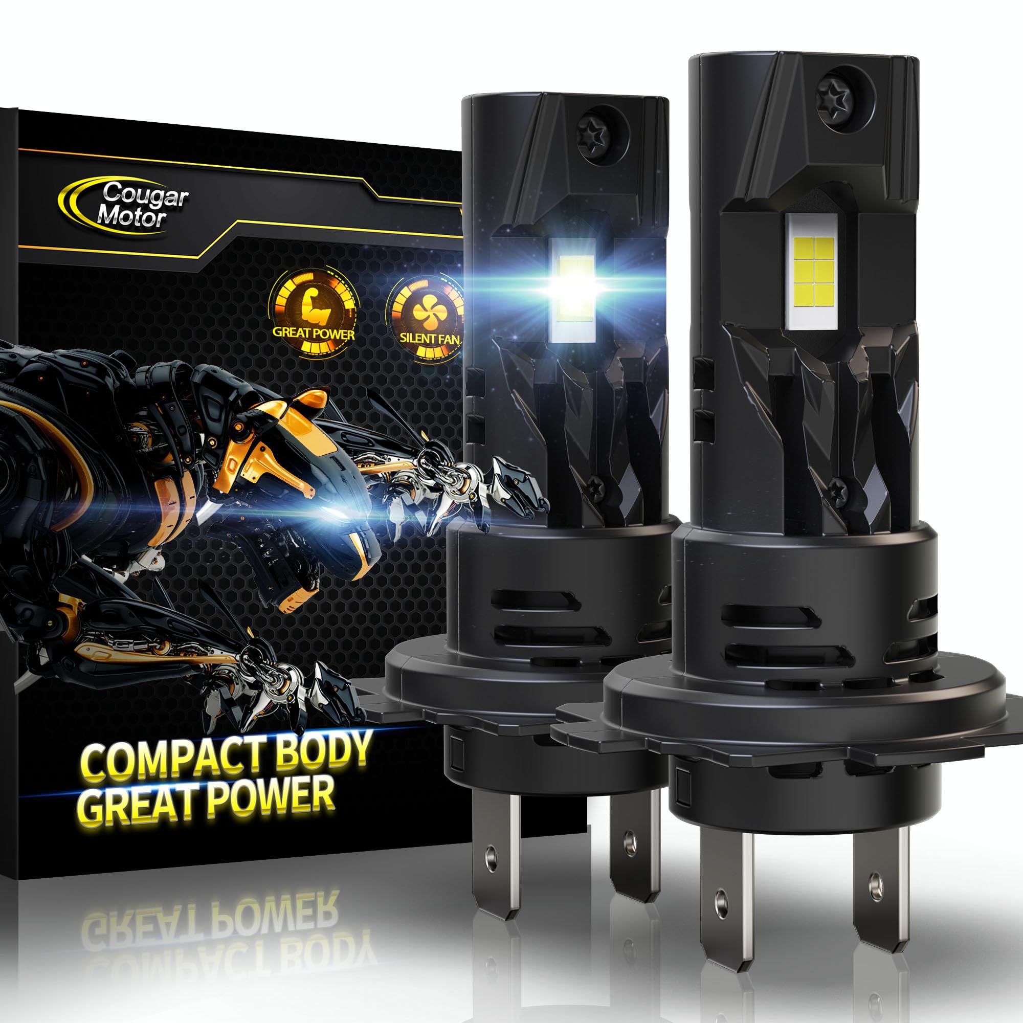 Cougar Motor H7 Bulbs, 1:1 Size H7 Lights Bulb No Adapter Required 6500K White Fog Light Or Off-Road Use Plug And Play - Pack Of