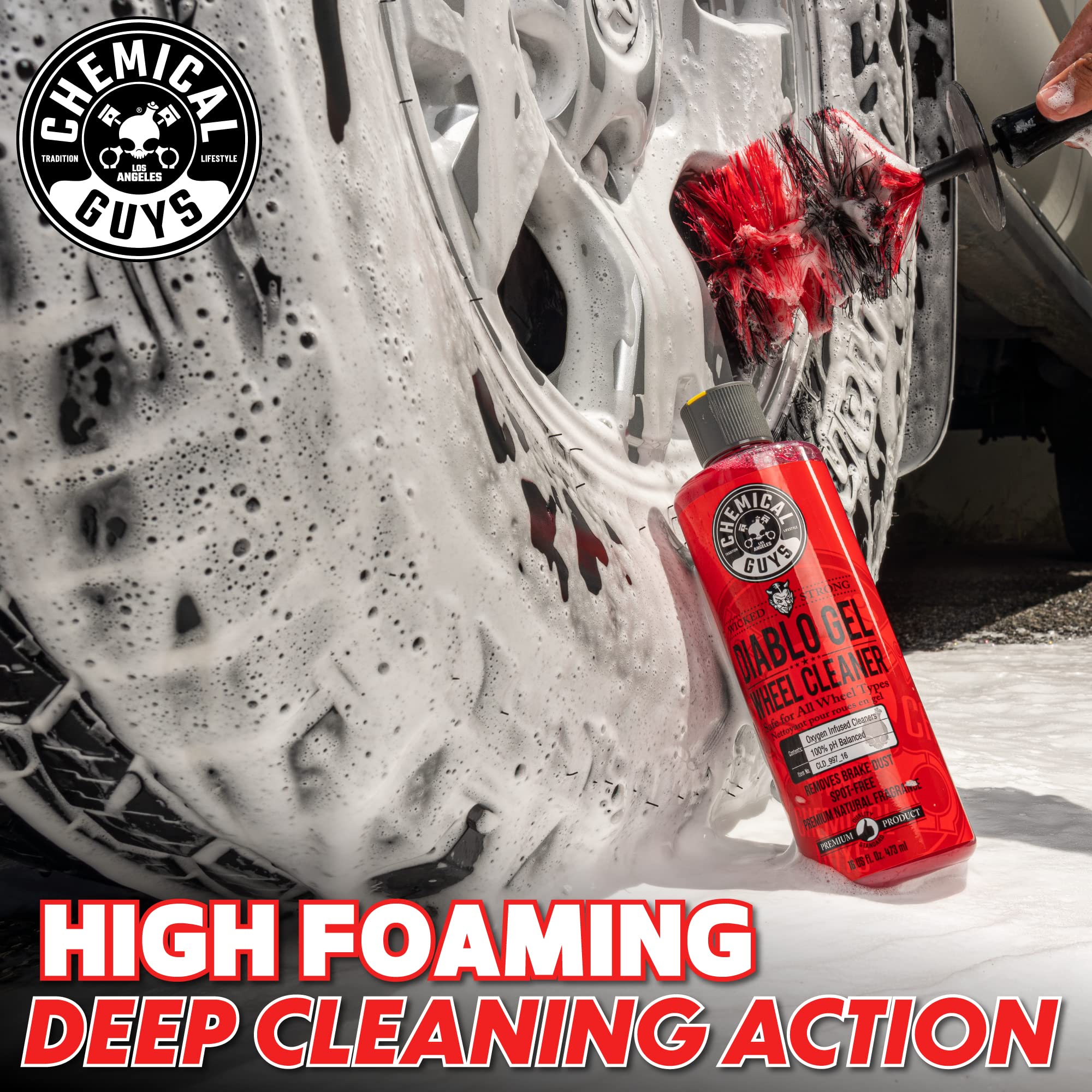 Chemical Guys Cld_997_16 Diablo Gel Oxygen Infused Foam Wheel And Rim Cleaner, Concentrated (Safe On All Wheel & Rim Finishes), For Cars, Trucks, Suvs, Motorcycles, Rvs & More 16 Fl Oz