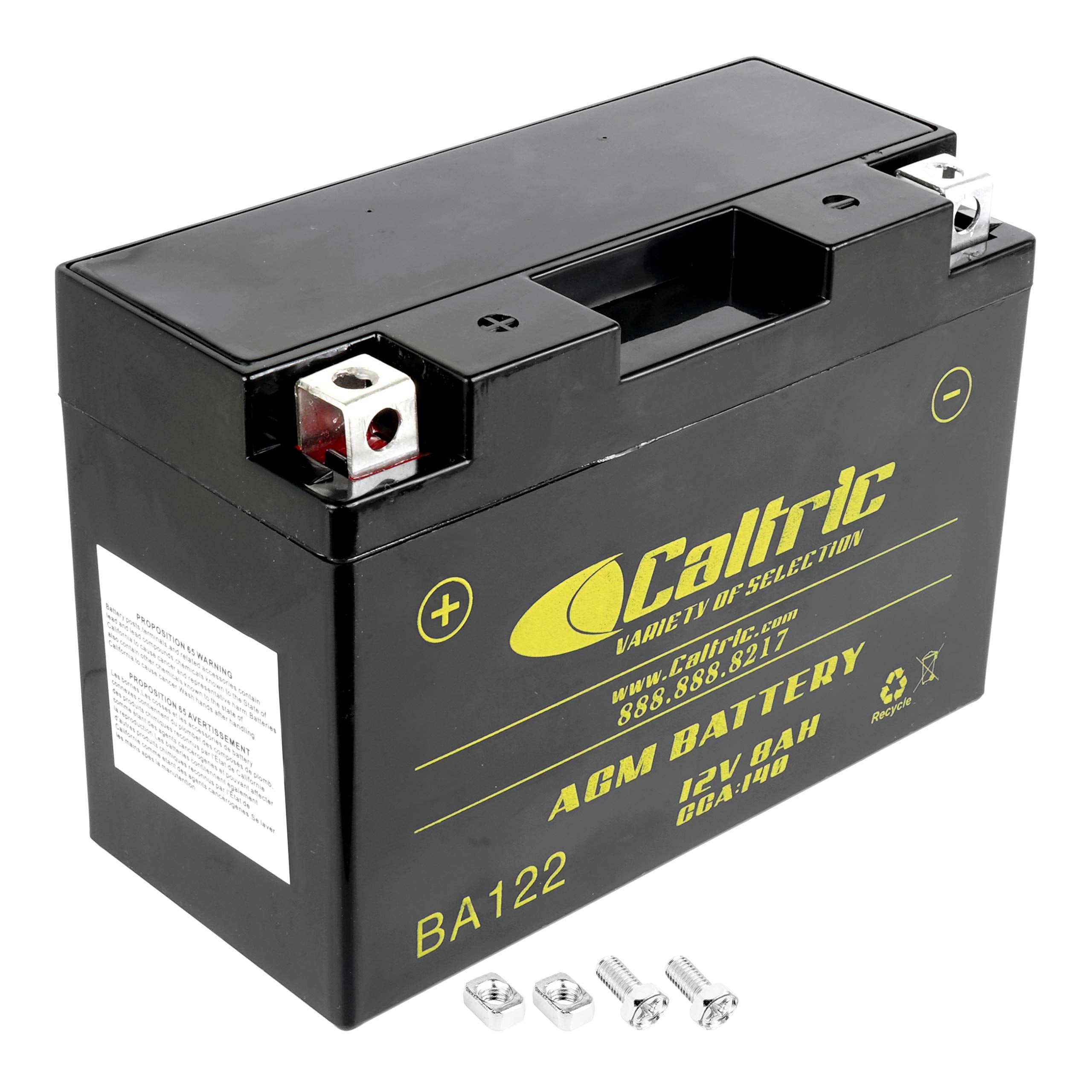 Caltric Agm Battery For Yamaha Raptor 700 Yfm700R 2006-2016 - 12V 8 Amp, 140 Cca, Sealed Maintenance Free High Performance Batte