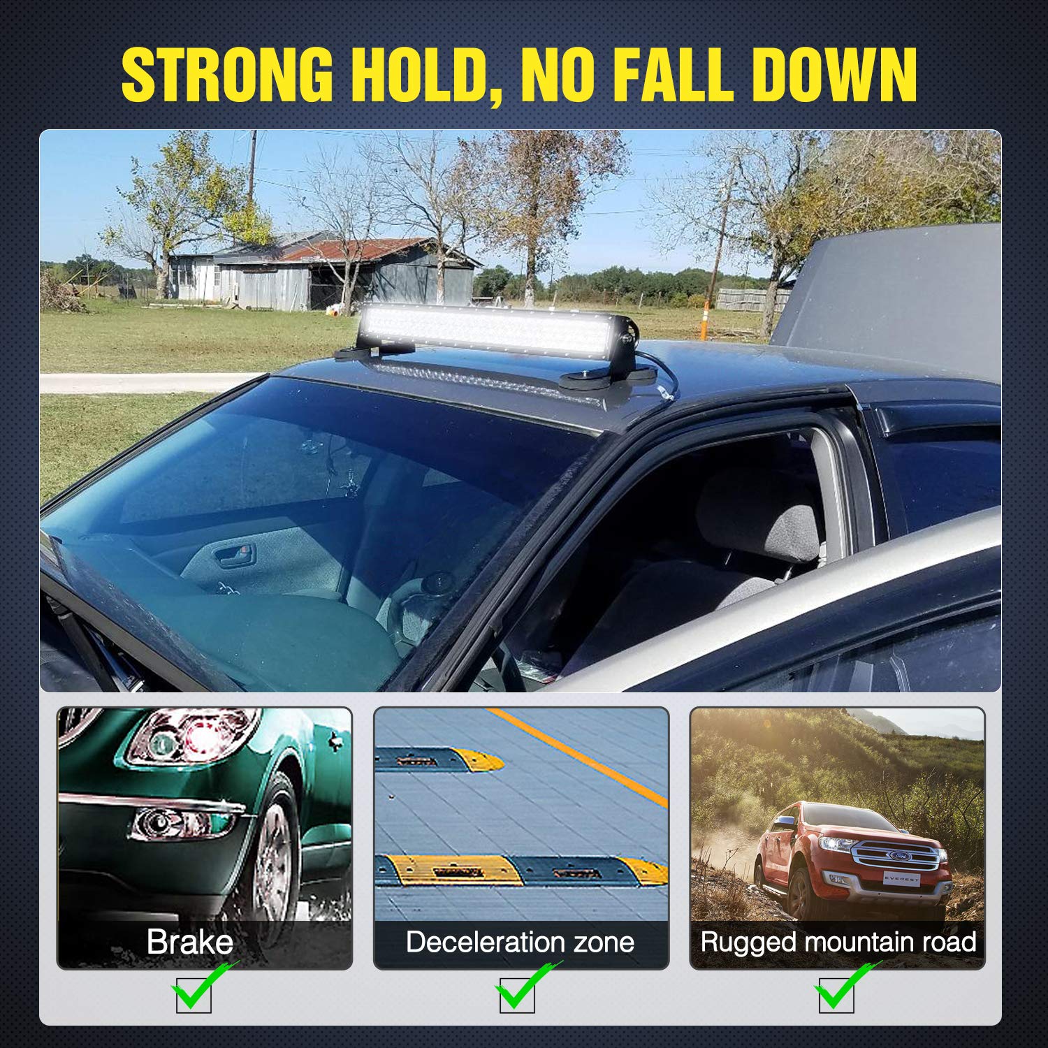 Nilight 2Pcs Magnetic Base Led Light Bar Mounting Brackets, Powerful Sucker Holder For Straight Curved Side-Mounted Light Bar Mo