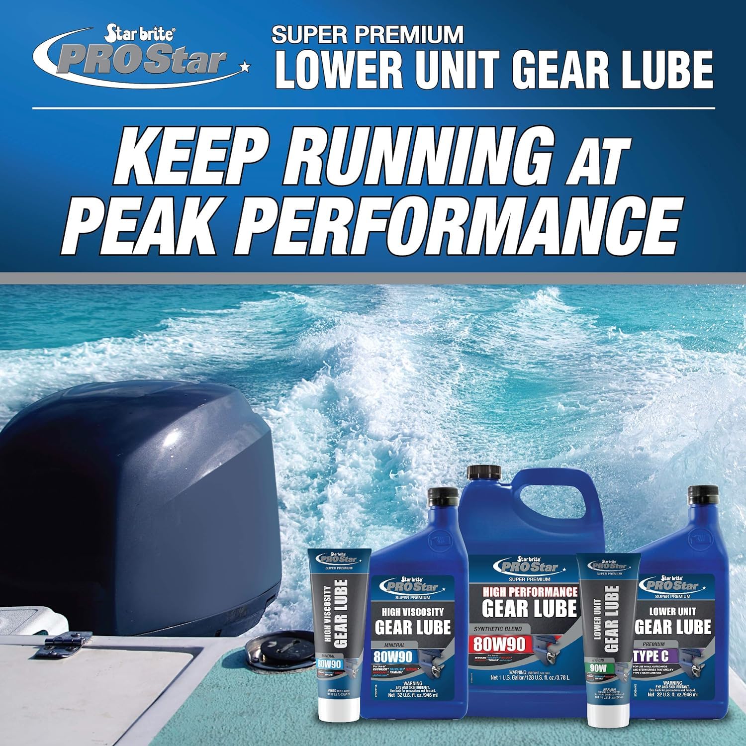 STAR BRITE High Viscosity Lower Unit Gear Lube 80W90 - Anti-Wear, Rust & Corrosion Inhibitors, Ideal for Outboard Motors & Stern