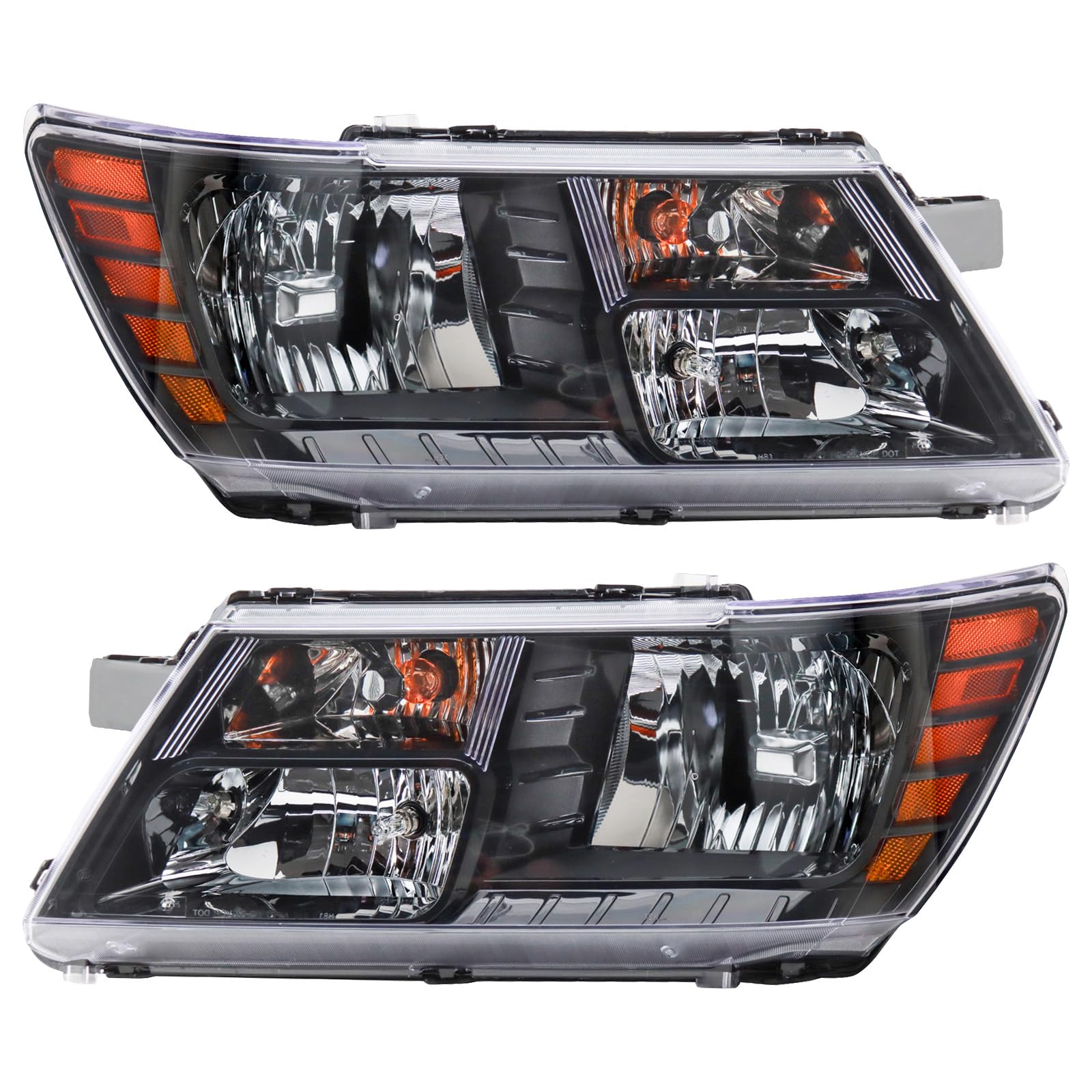 Trq Driver & Passenger Side Headlight Assembly Set Headlights Driver & Passenger Side Compatible With 2014-2020 Dodge Journey Ch